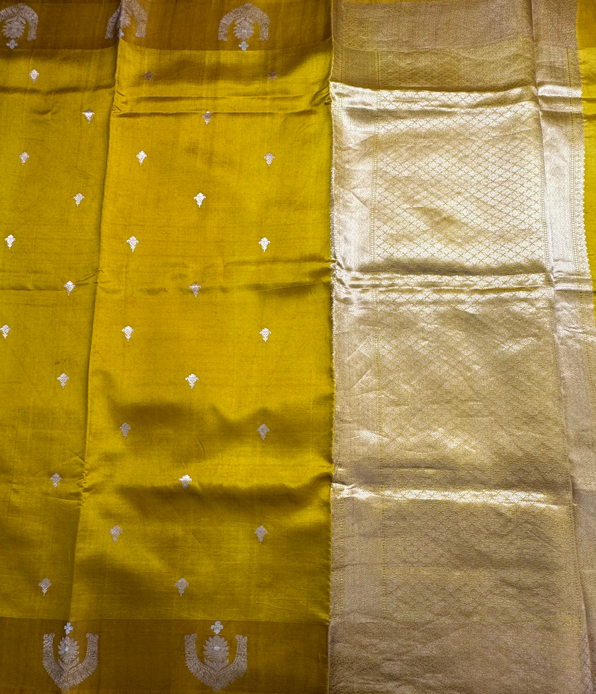 Mustard yellow benarasi lightweight silk 111 saree