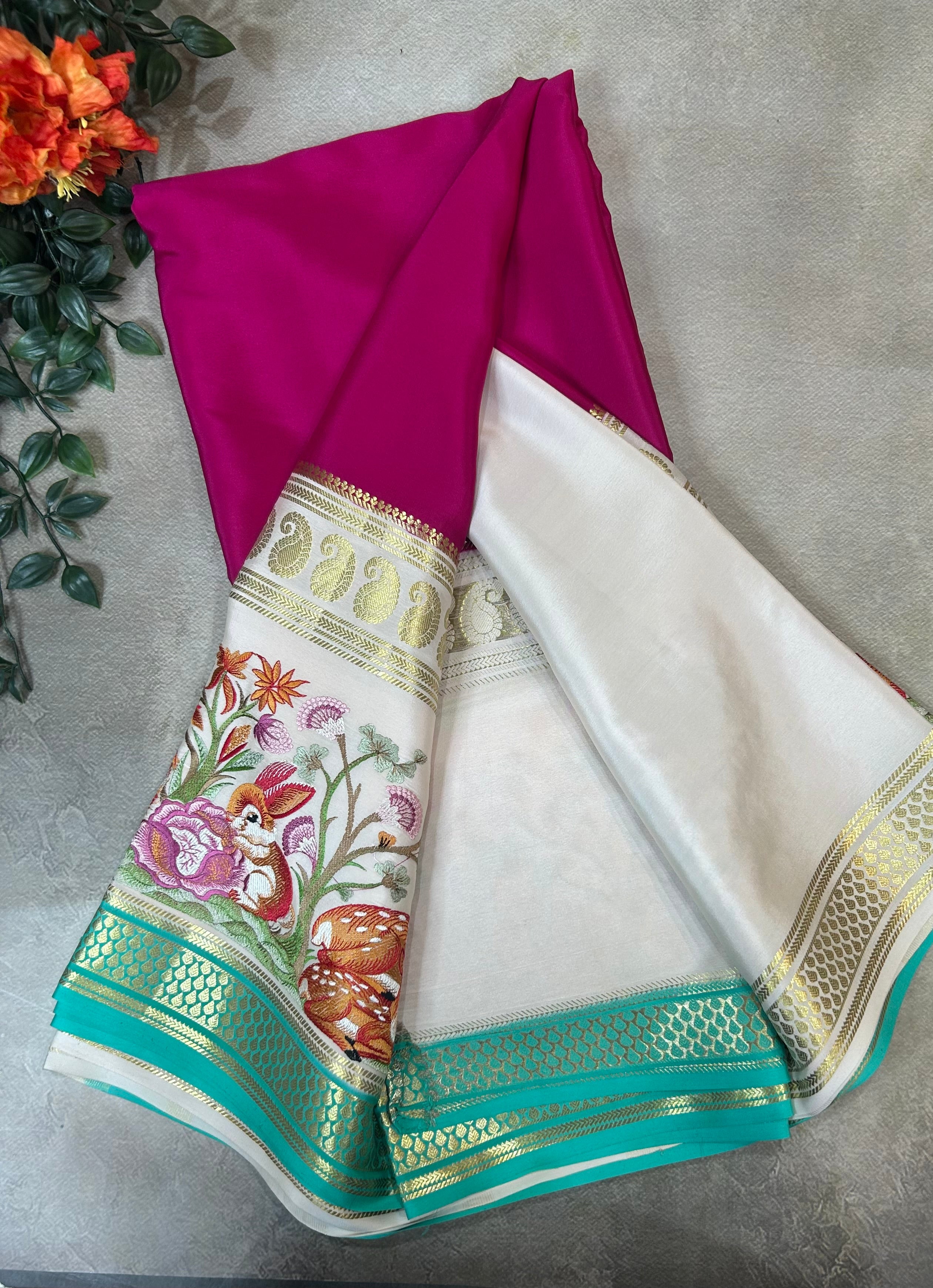 3D embroidery  pure mysore silk-104 saree