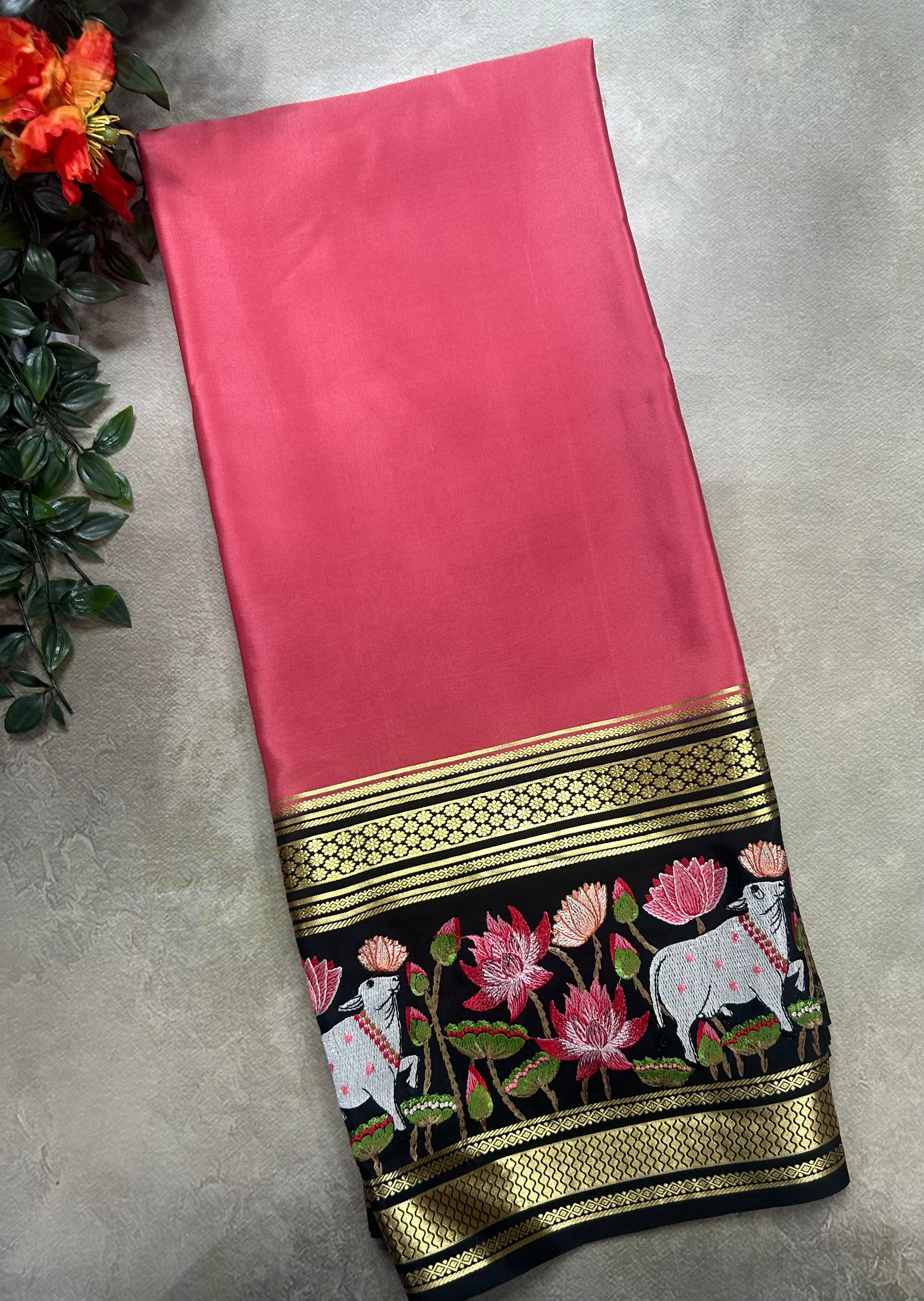 3D embroidery pure mysore silk-105 saree
