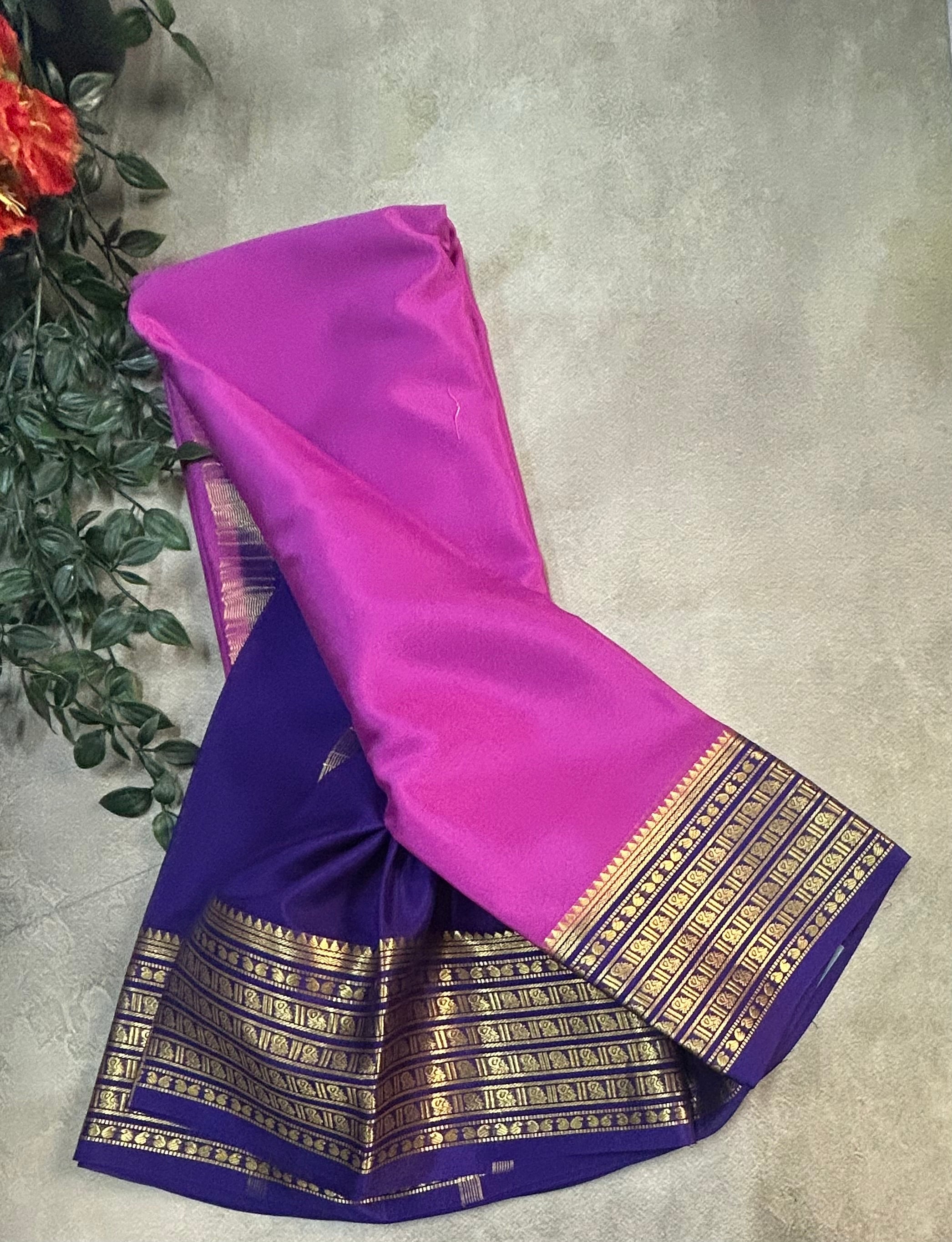 Pink pure Mysore silk saree