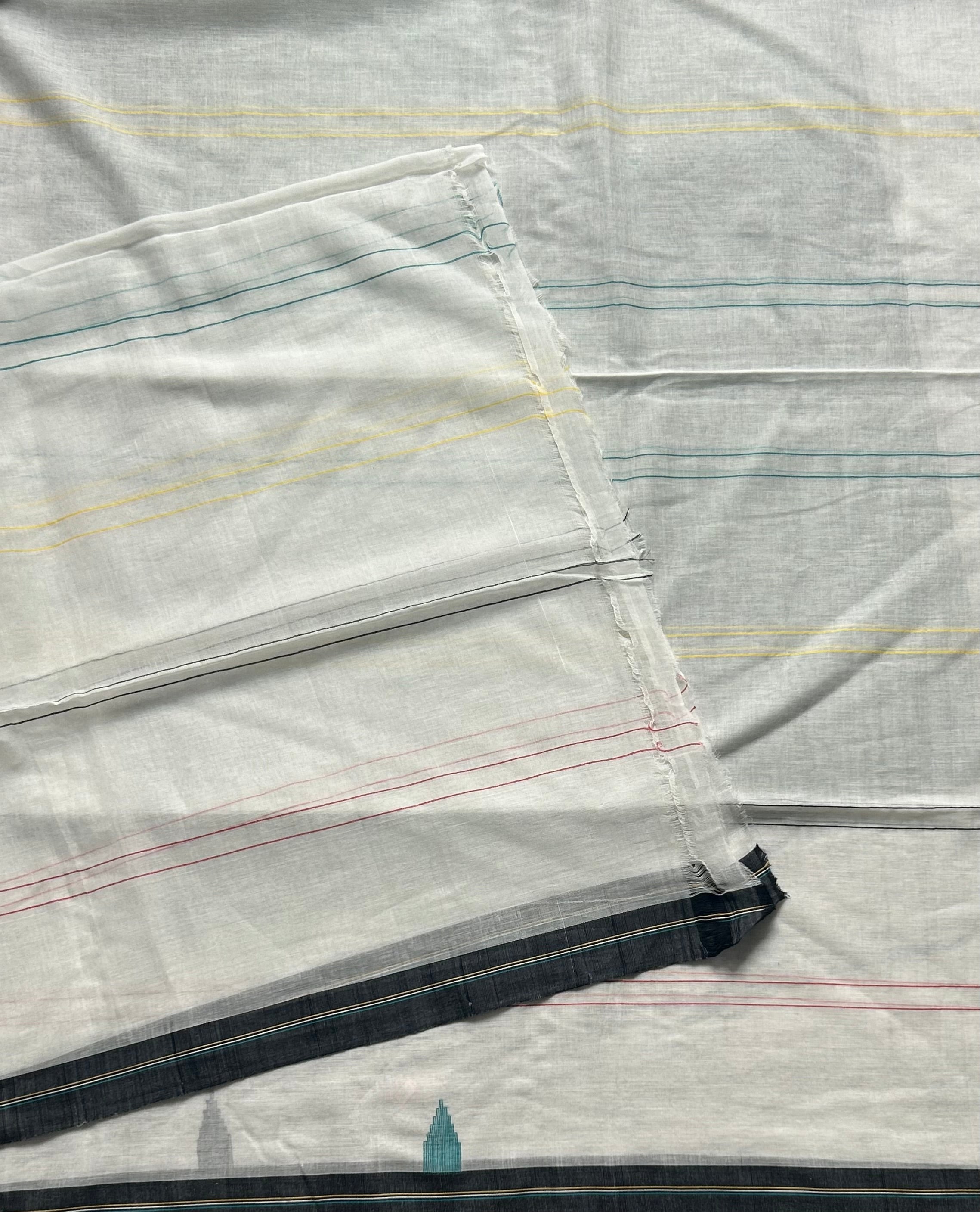White pure cotton 103 jamdani saree