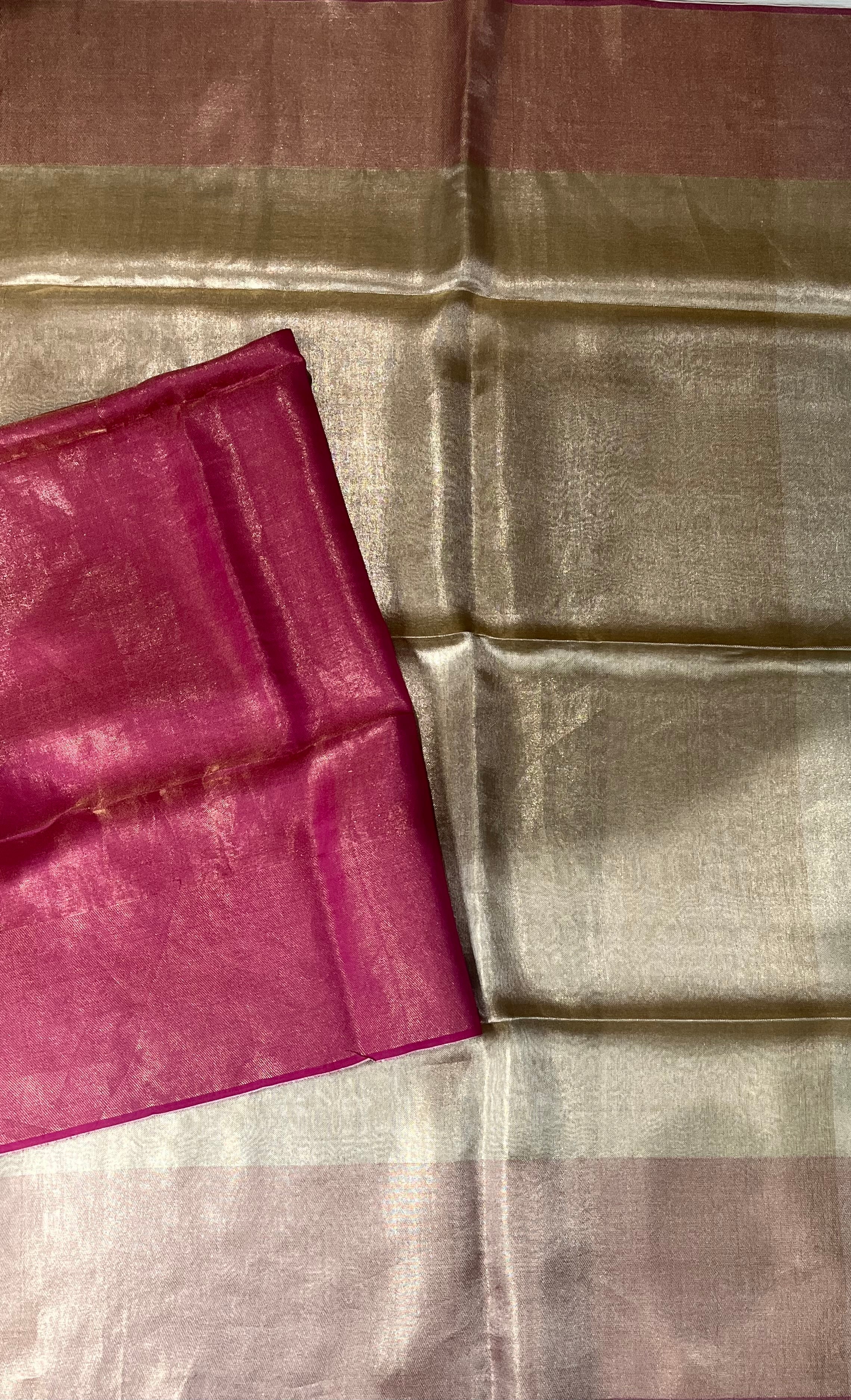 Pink pure linen tissue silk-09 saree