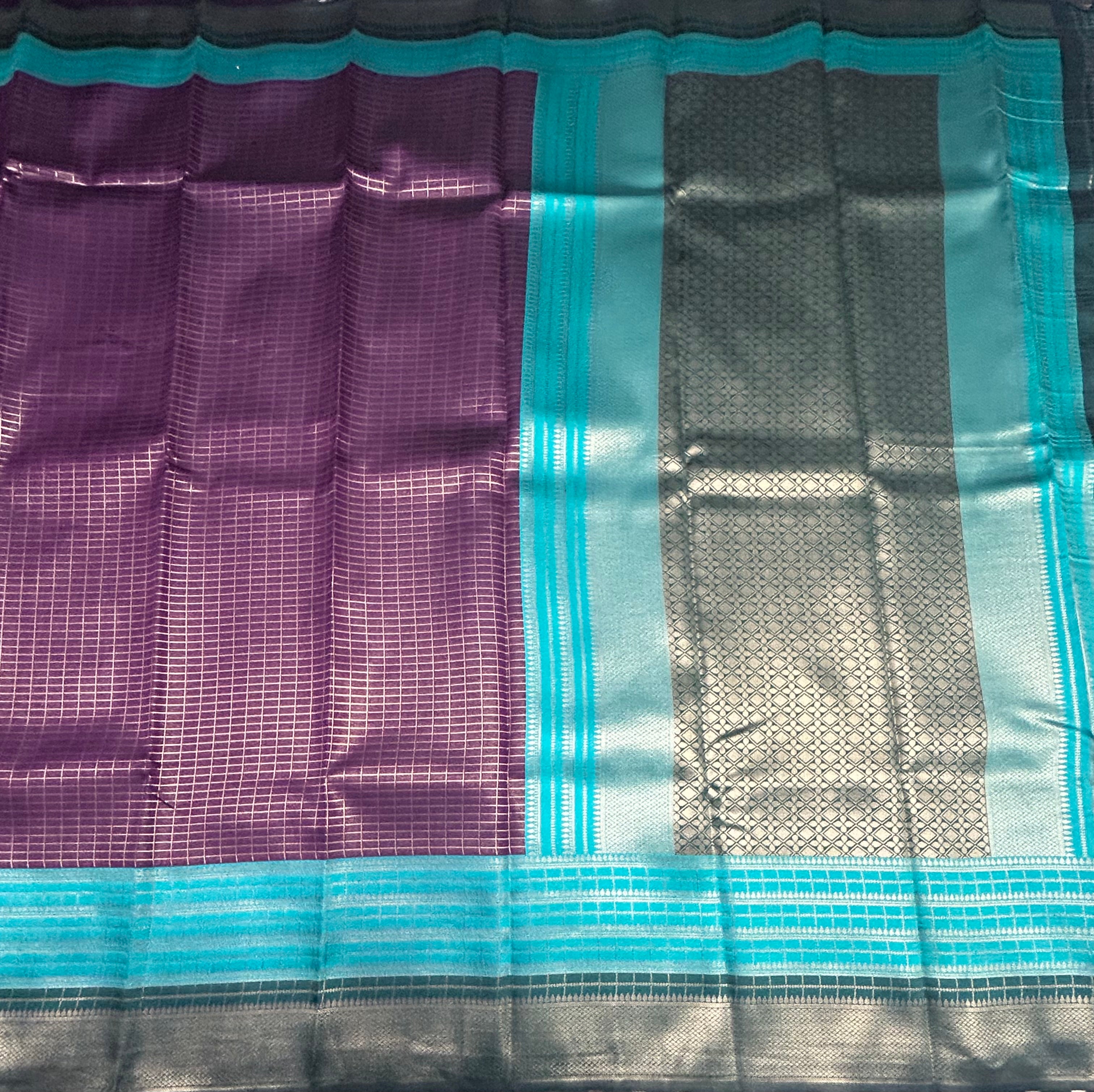 3d checks semi Mysore crepe silk saree