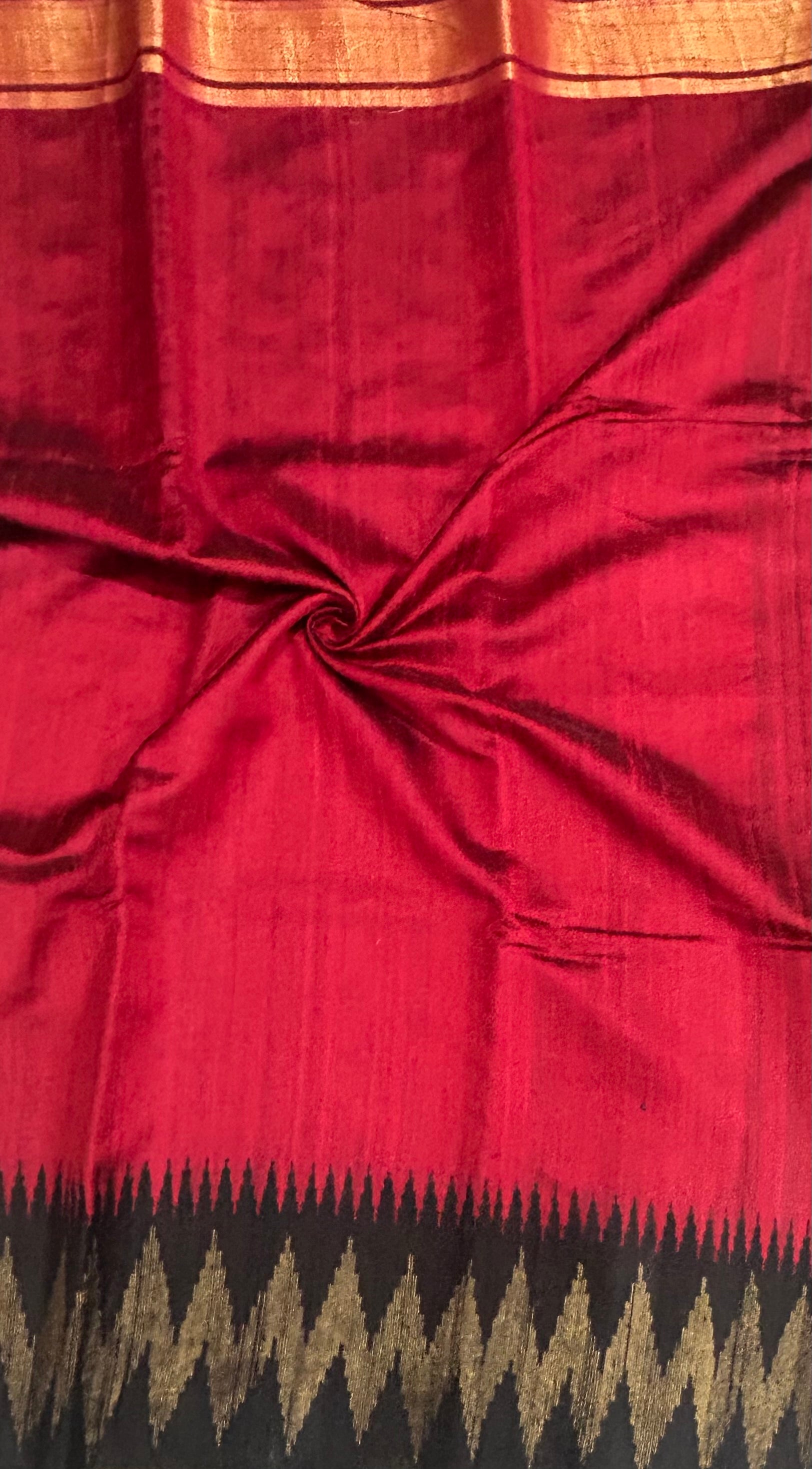 Red temple border pure matka silk saree