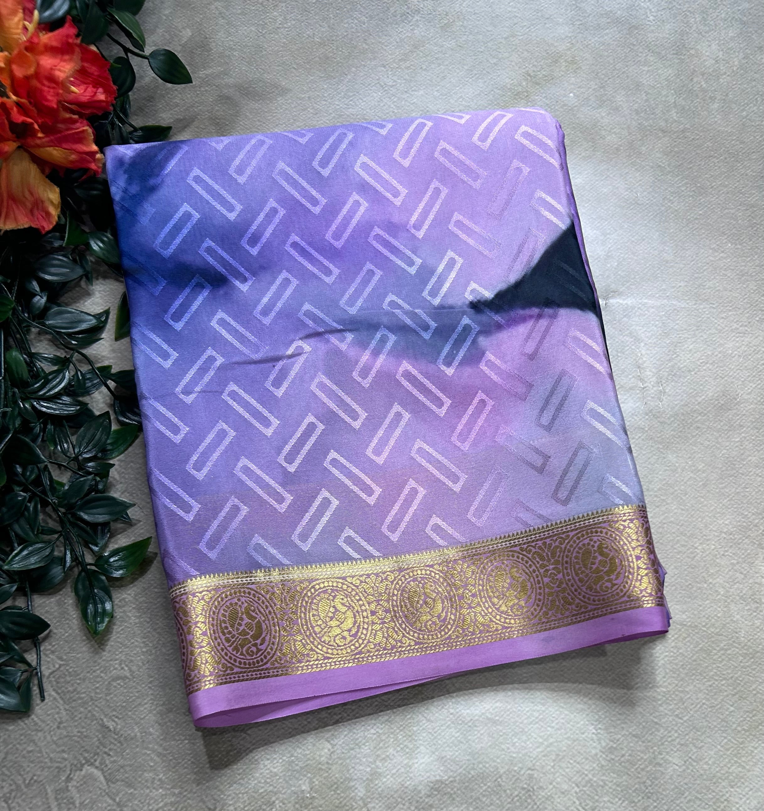 Multicolour digital print pure mysore silk saree(DMS106)