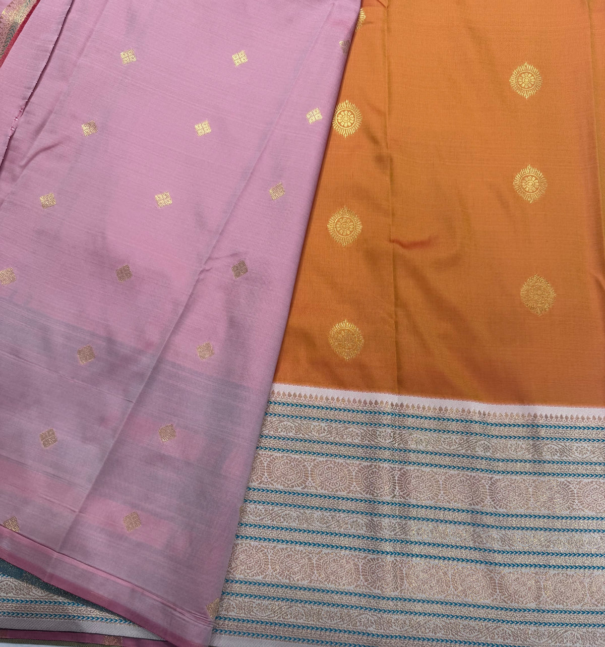 Orange Kanchi Border Semi Soft Silk Saree 110