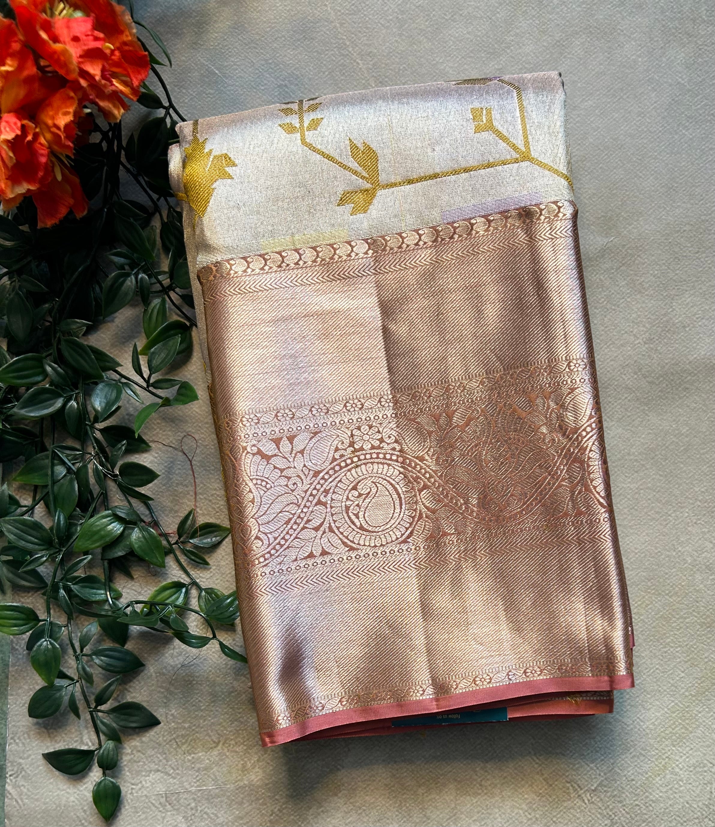 Silver brocade pure Kanchipuram silk-103 saree