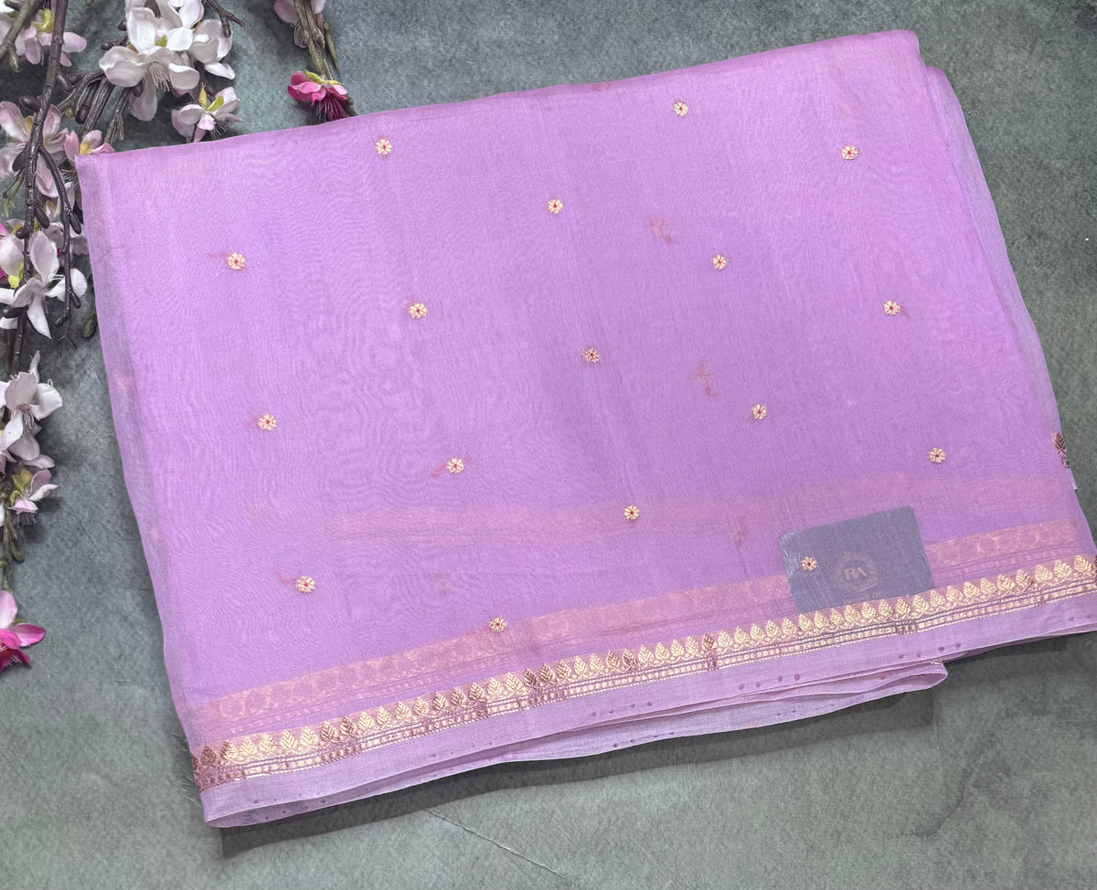 Light violet pure Kora Organza Saree 111