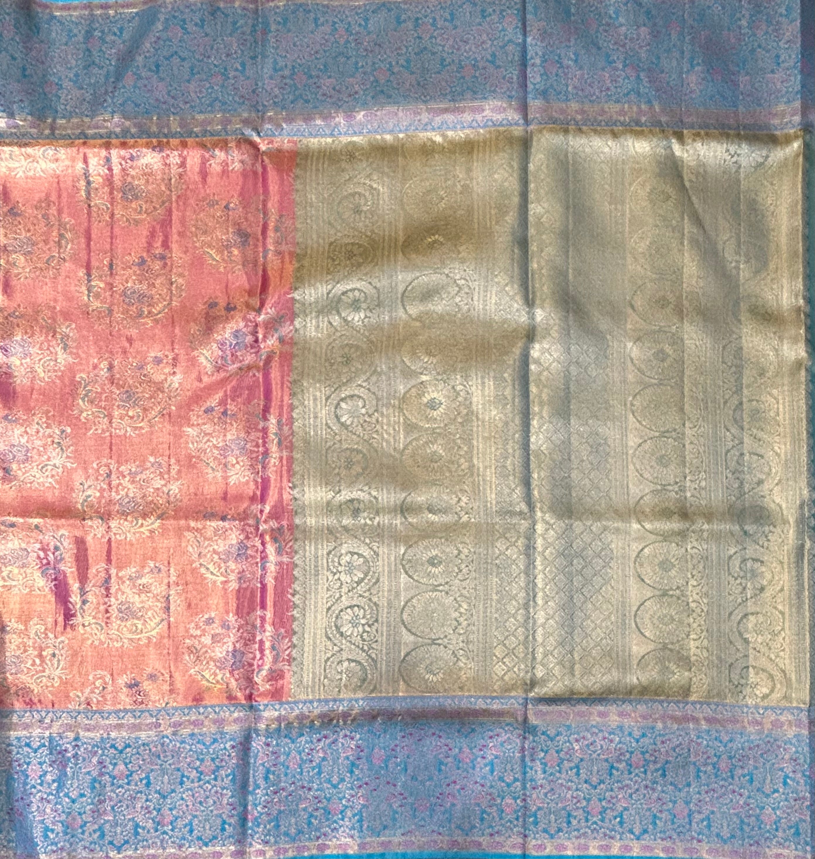 Orange brocade pure kanchipuram silk saree