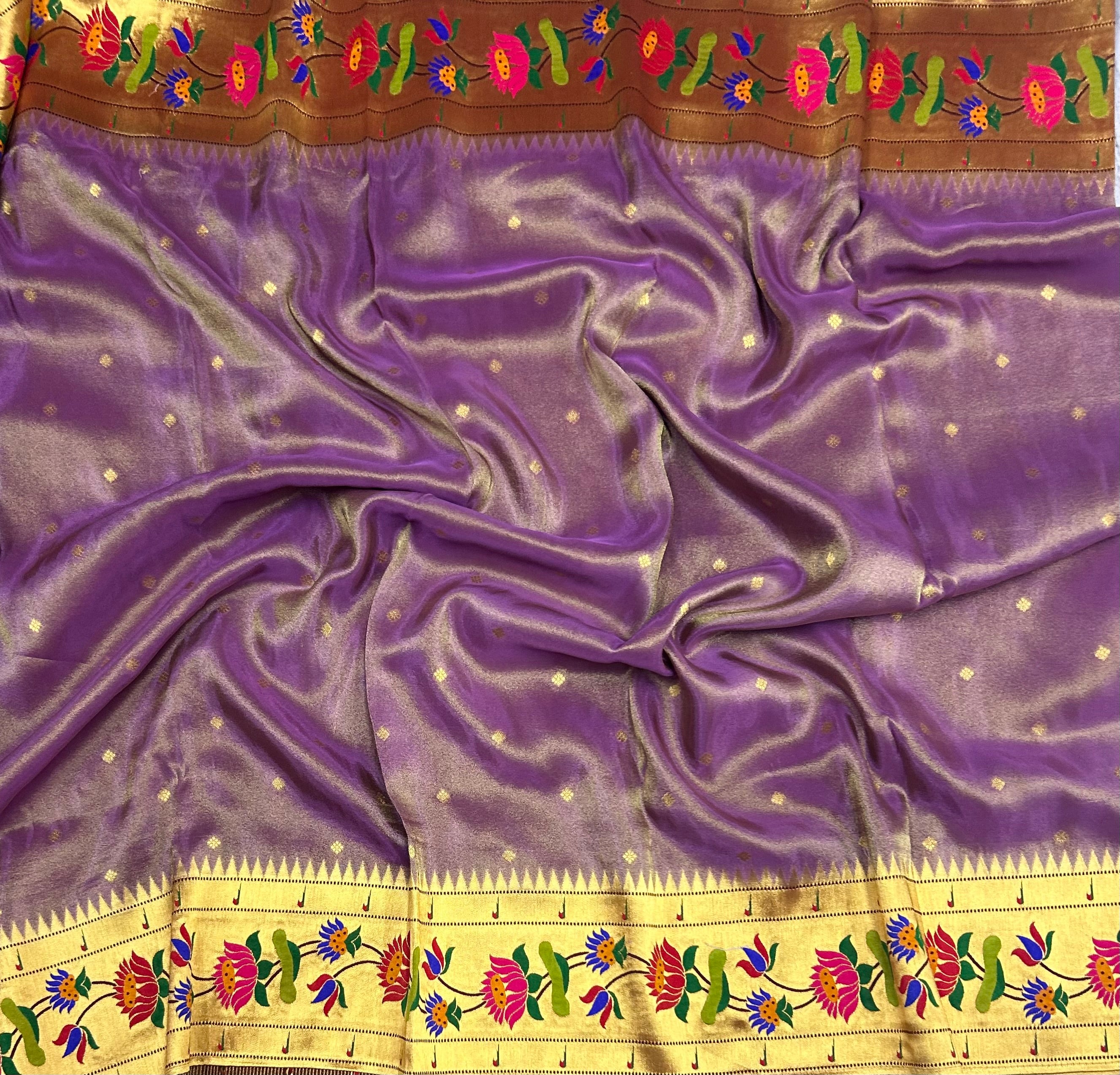 Purple small butta tissue Paithani border saree