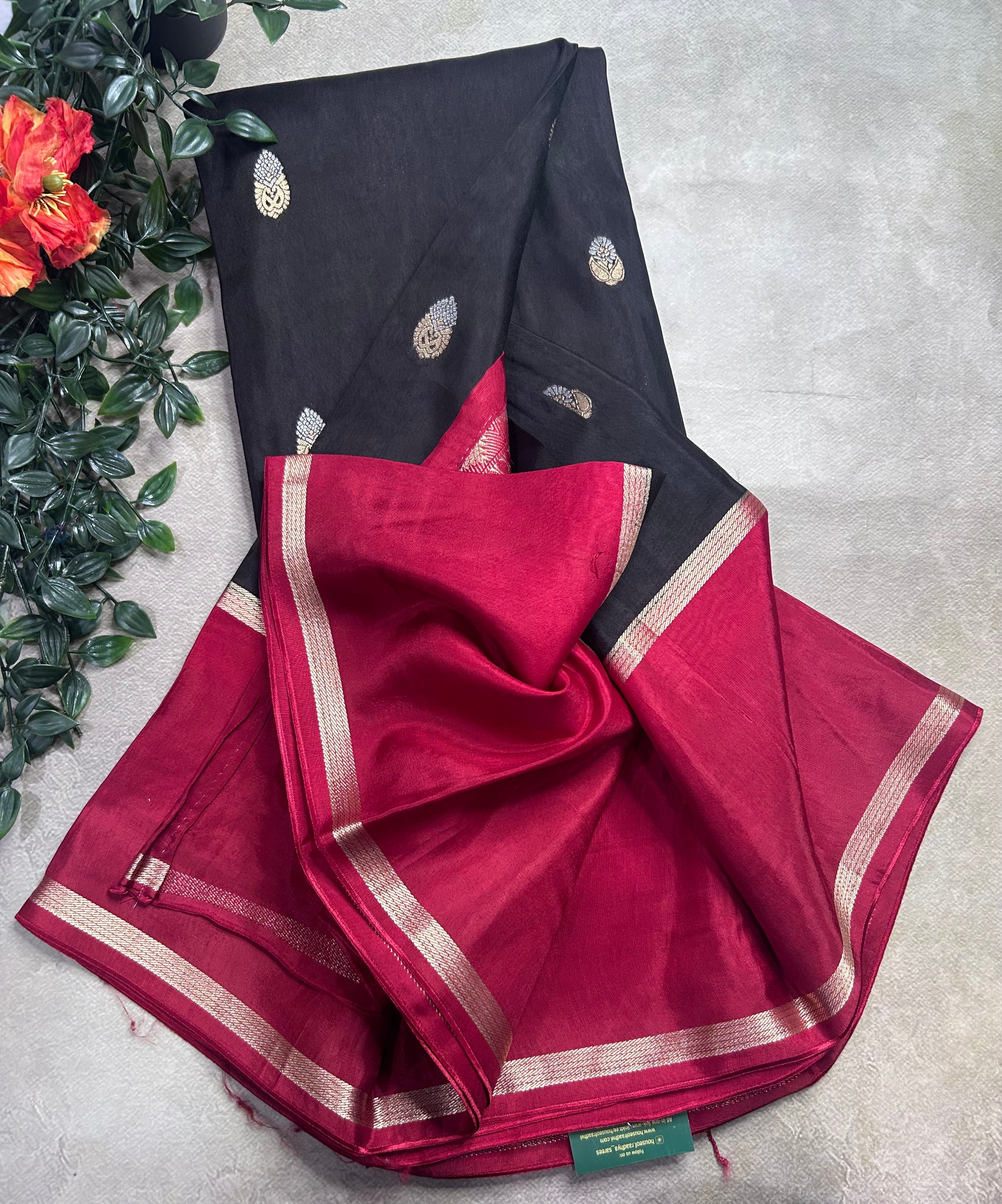 Black bentex border semi Mysore crepe 106 saree