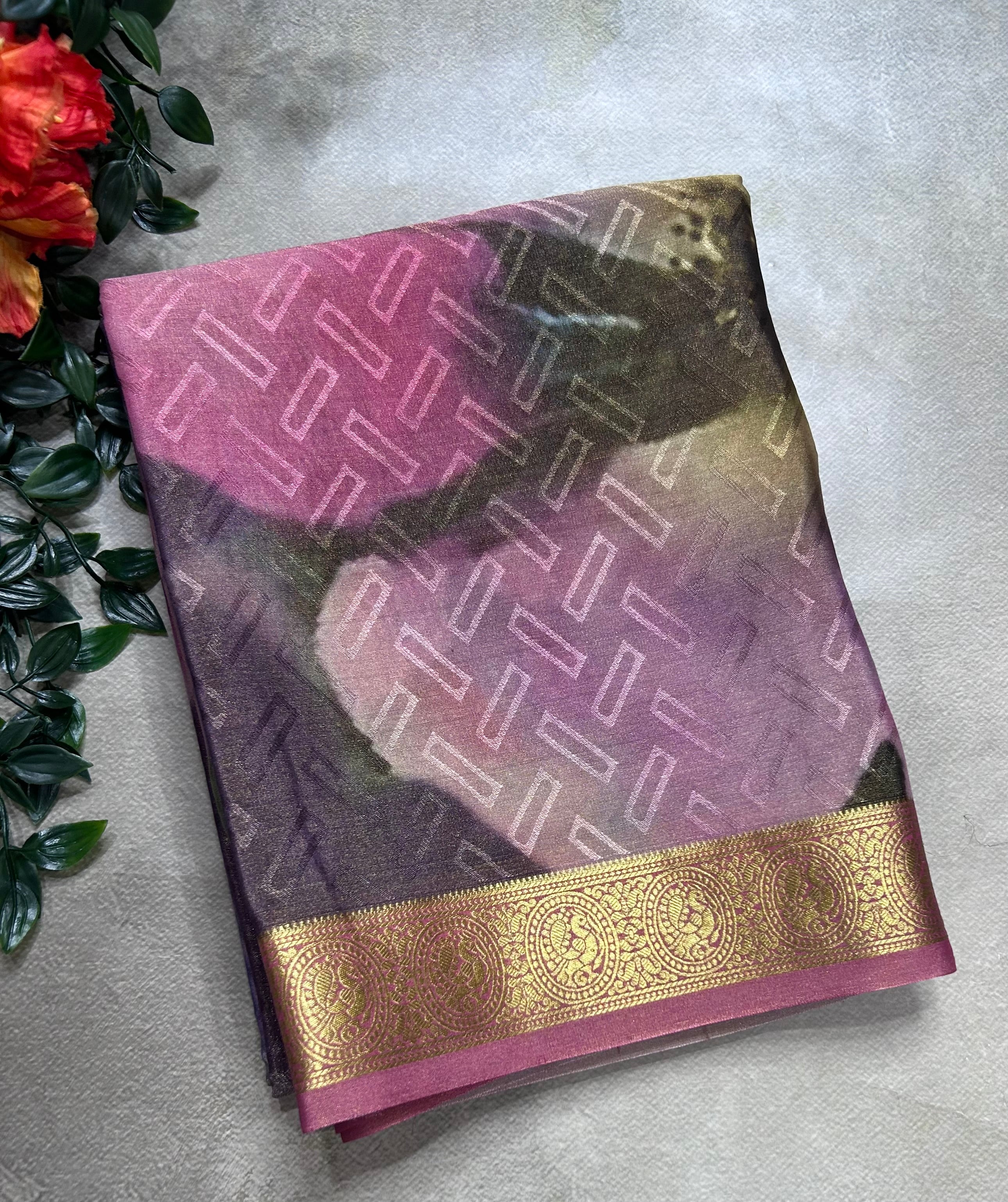 Multicolour digital print pure mysore silk saree(DMS106)