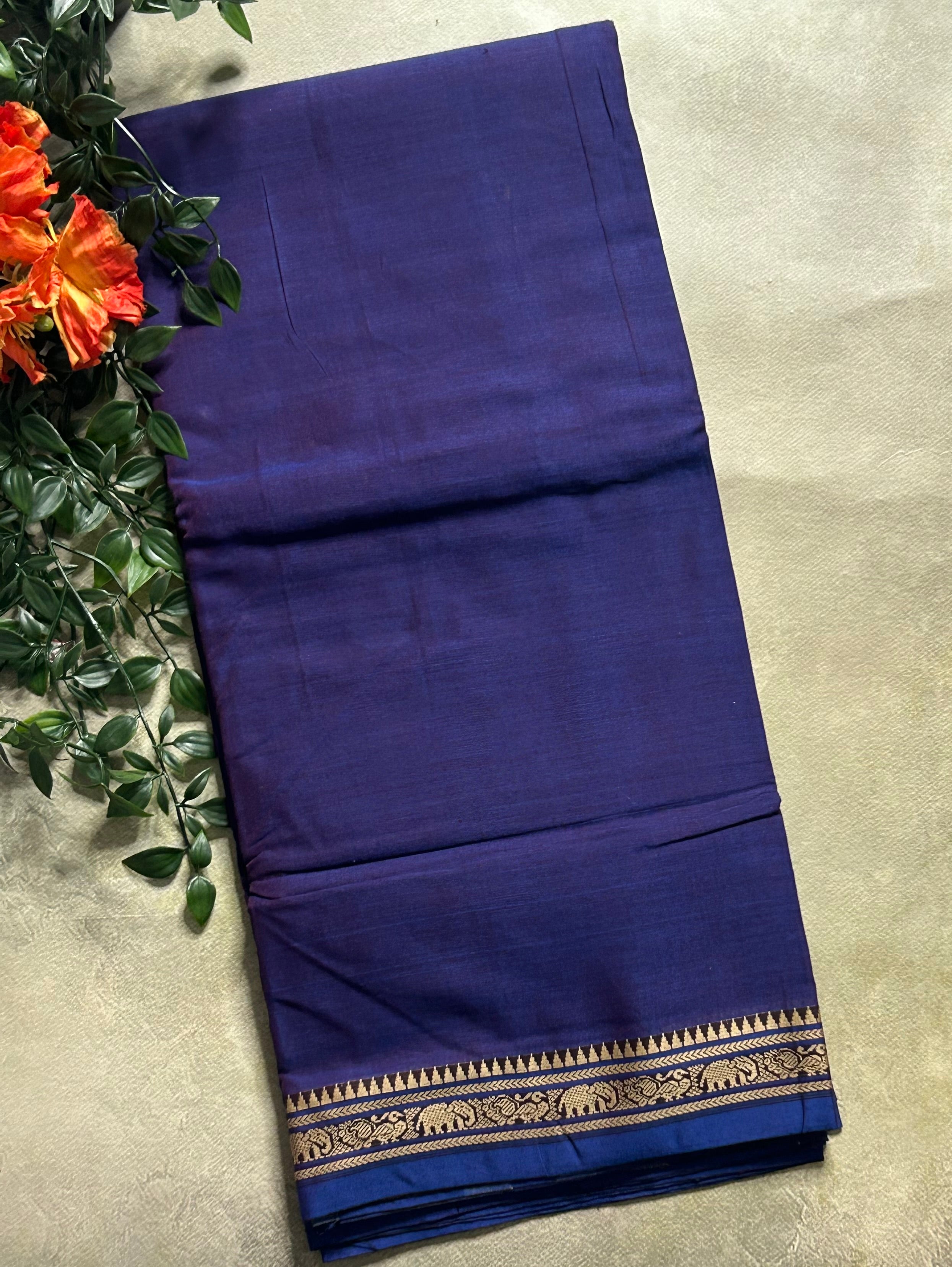 Blue Kanchi border pure cotton 103 saree
