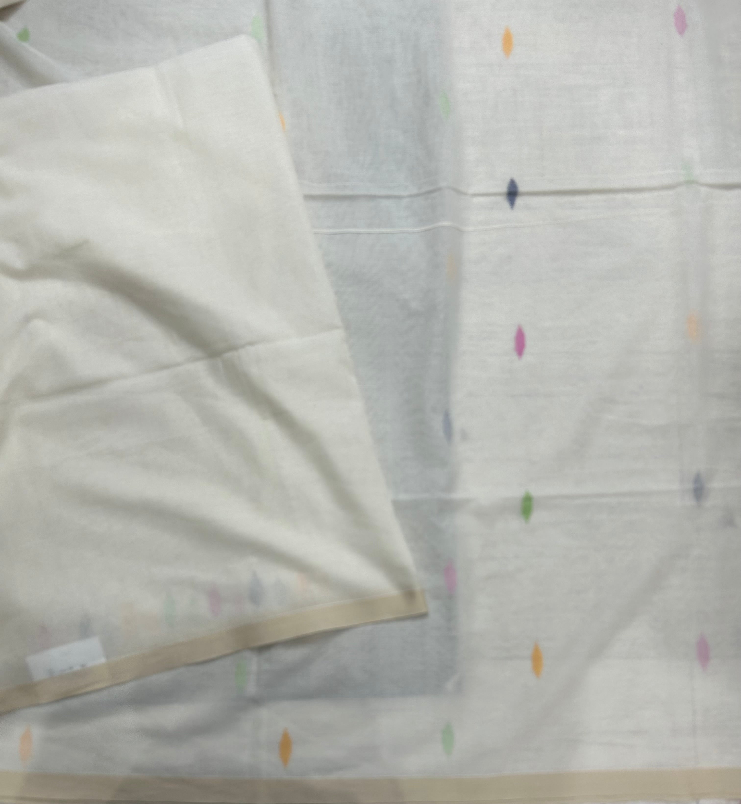 White pure cotton jamdani 105 saree