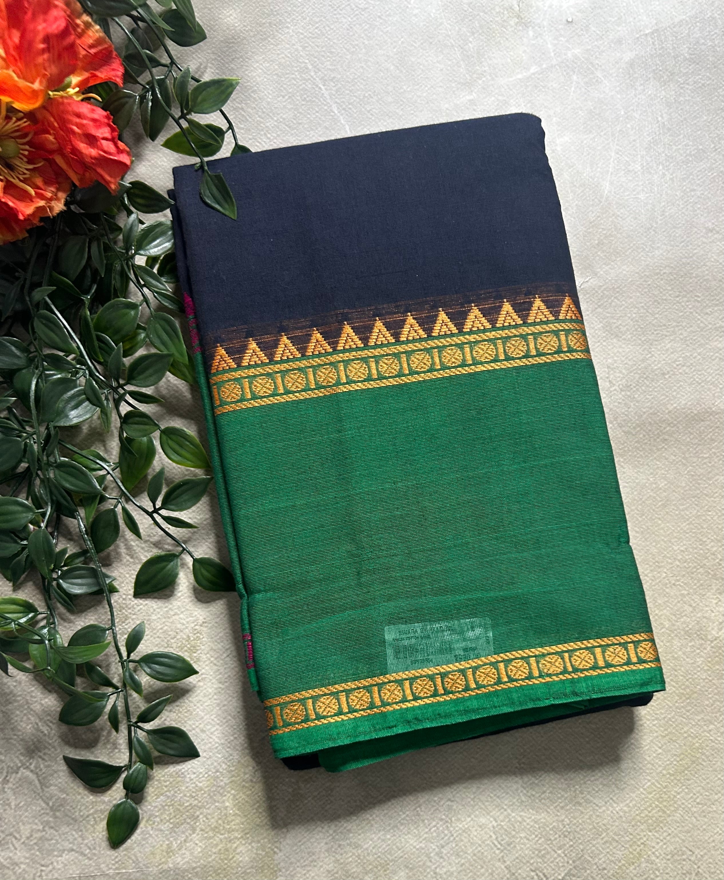 Dark blue Kanchi border pure cotton 103 saree