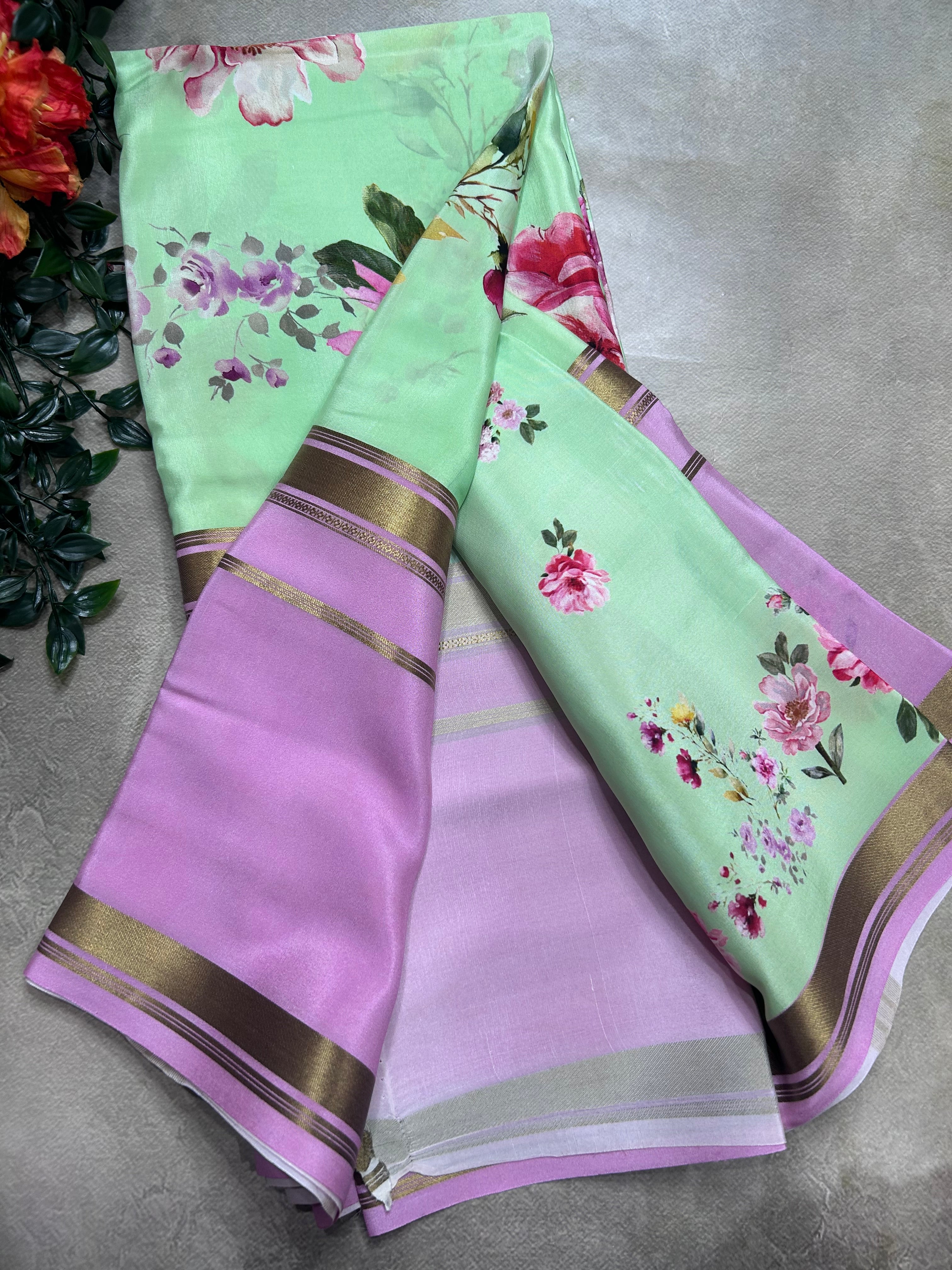 2D digital print pure mysore silk saree(DMS106)