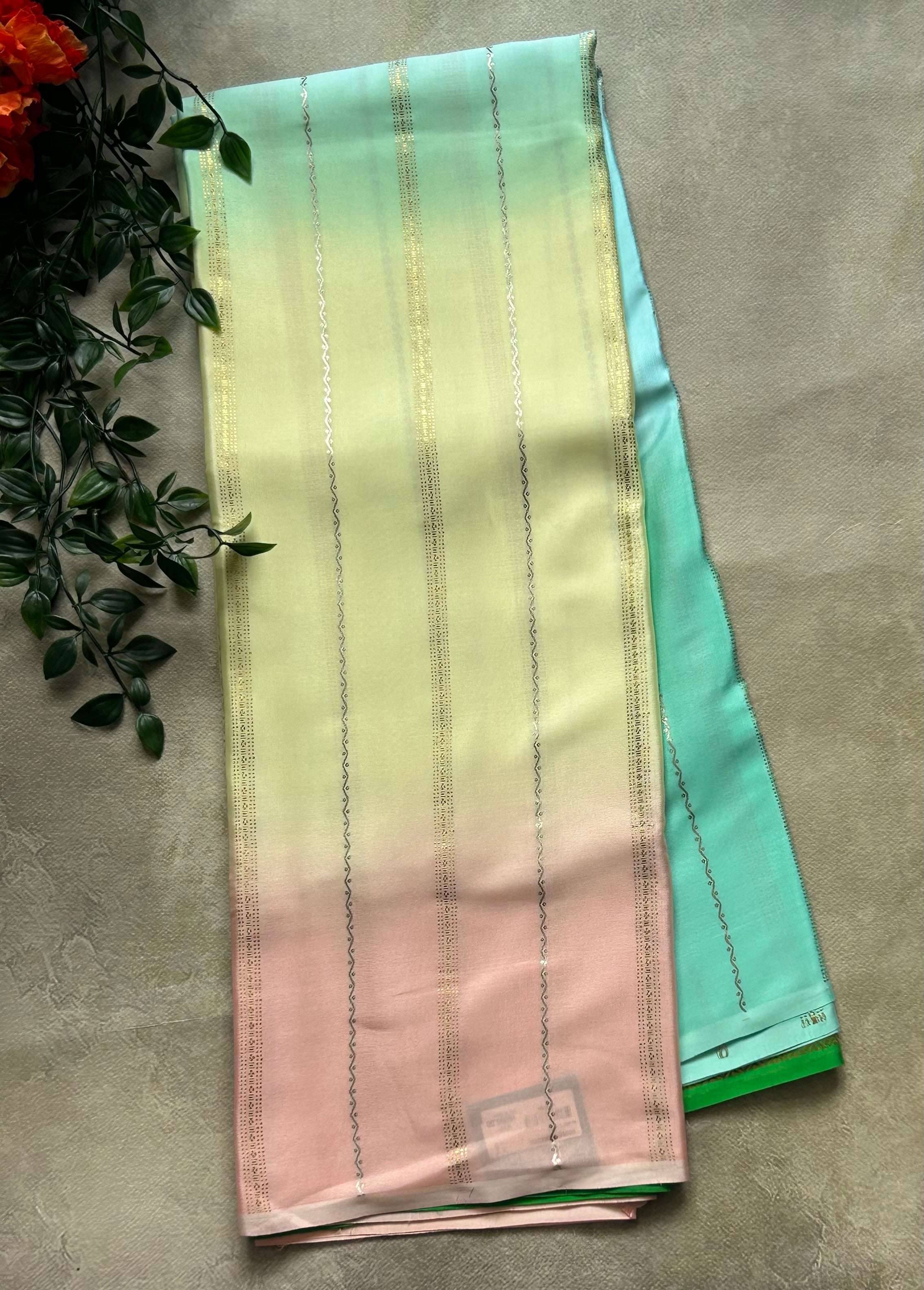 Rankart-103 borderless pure mysore crepe silk saree