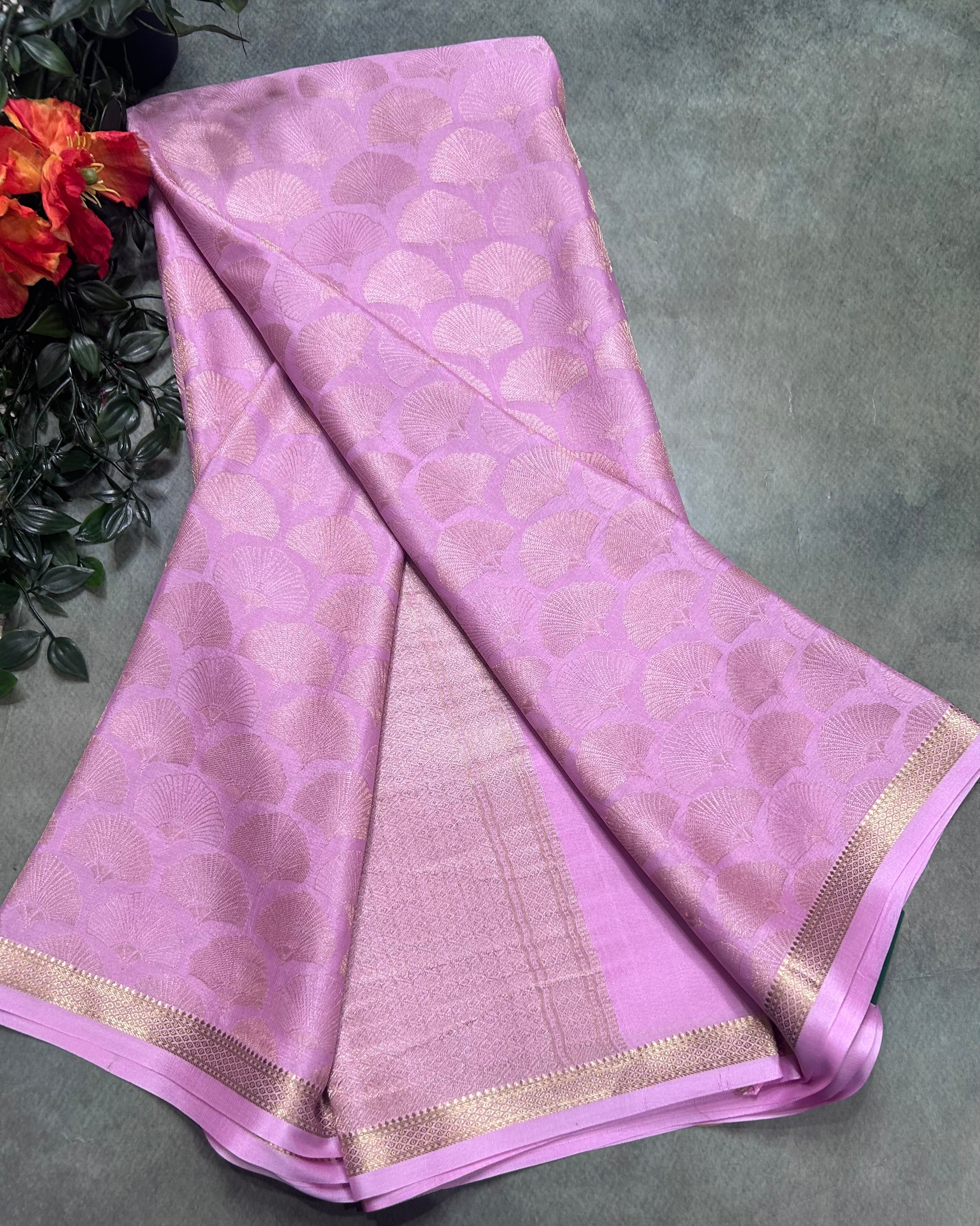 Pastel pink brocade Pure Mysore Silk 106 Saree