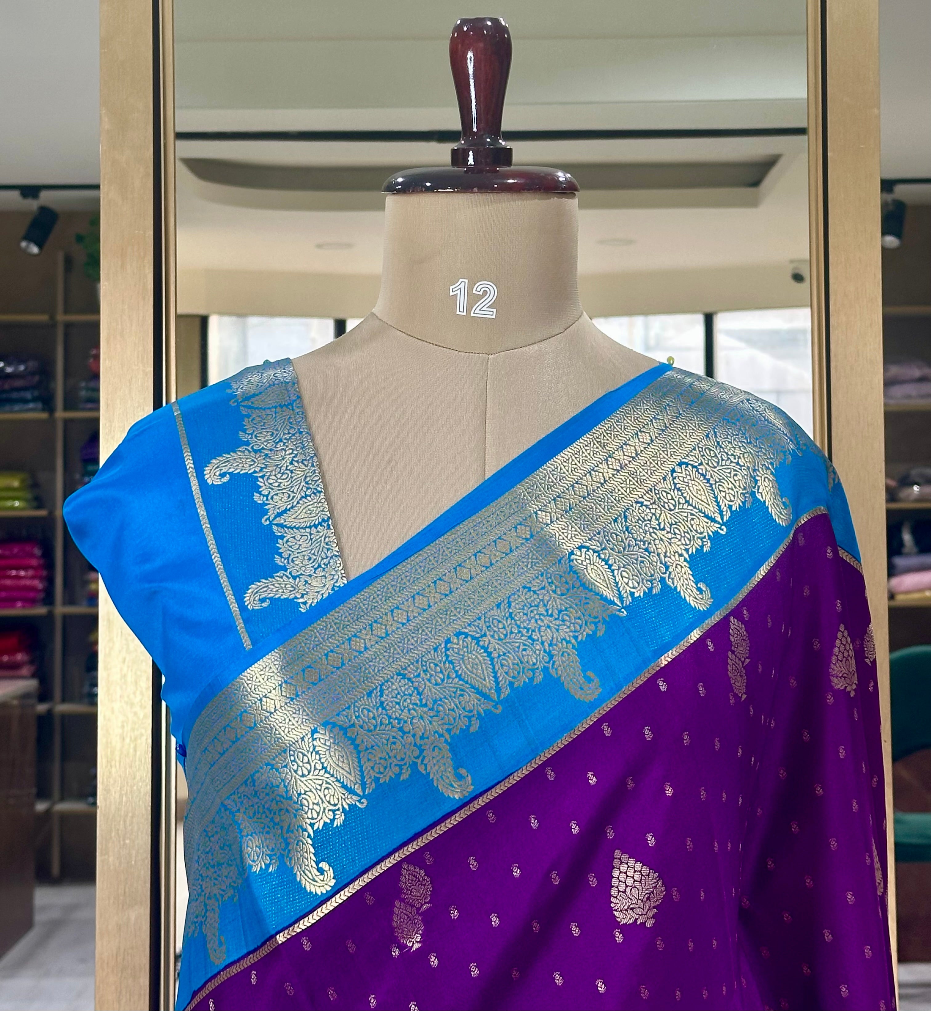Purple Banarasi pure Mysore-09 crepe silk saree