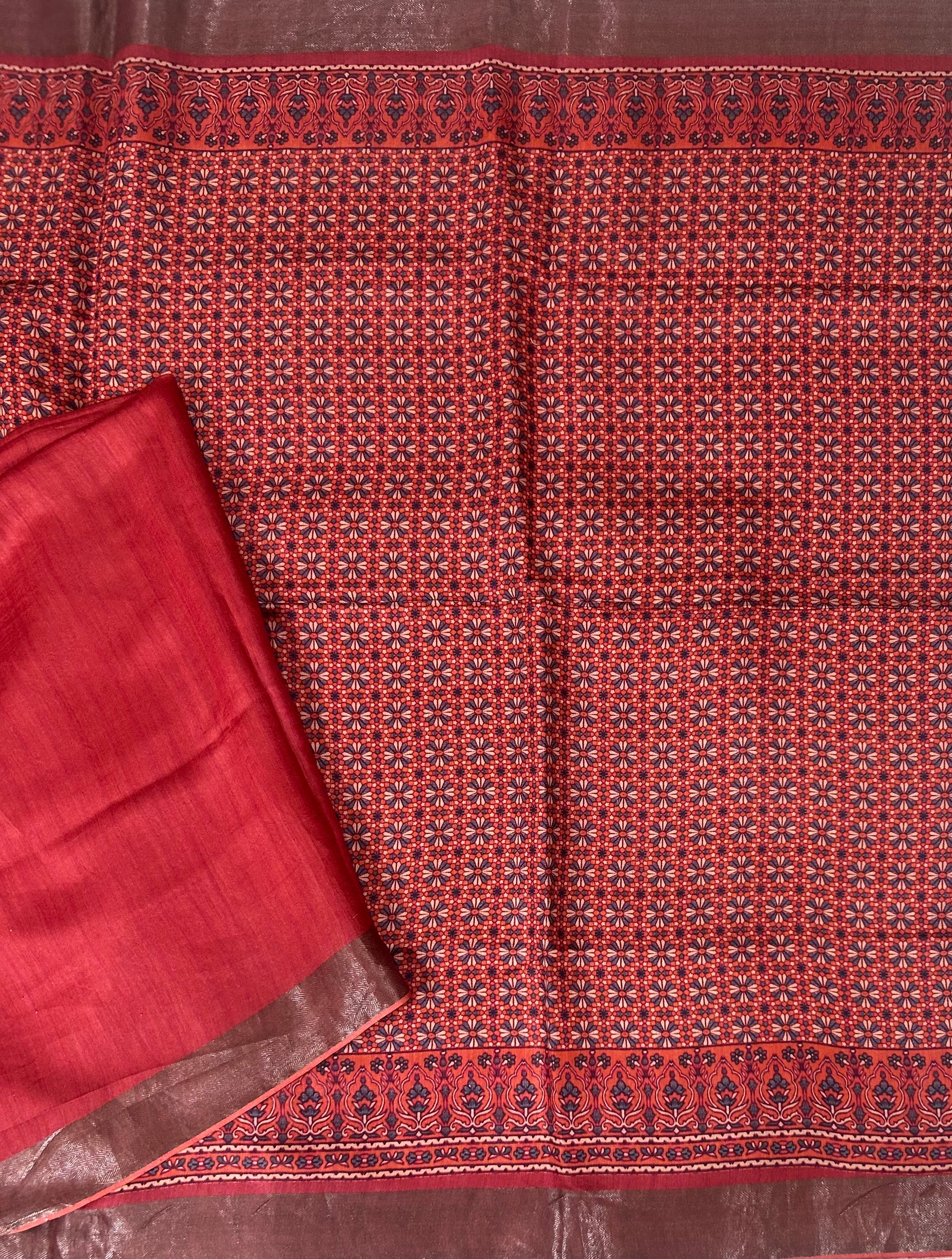 Light reddish pure linen saree