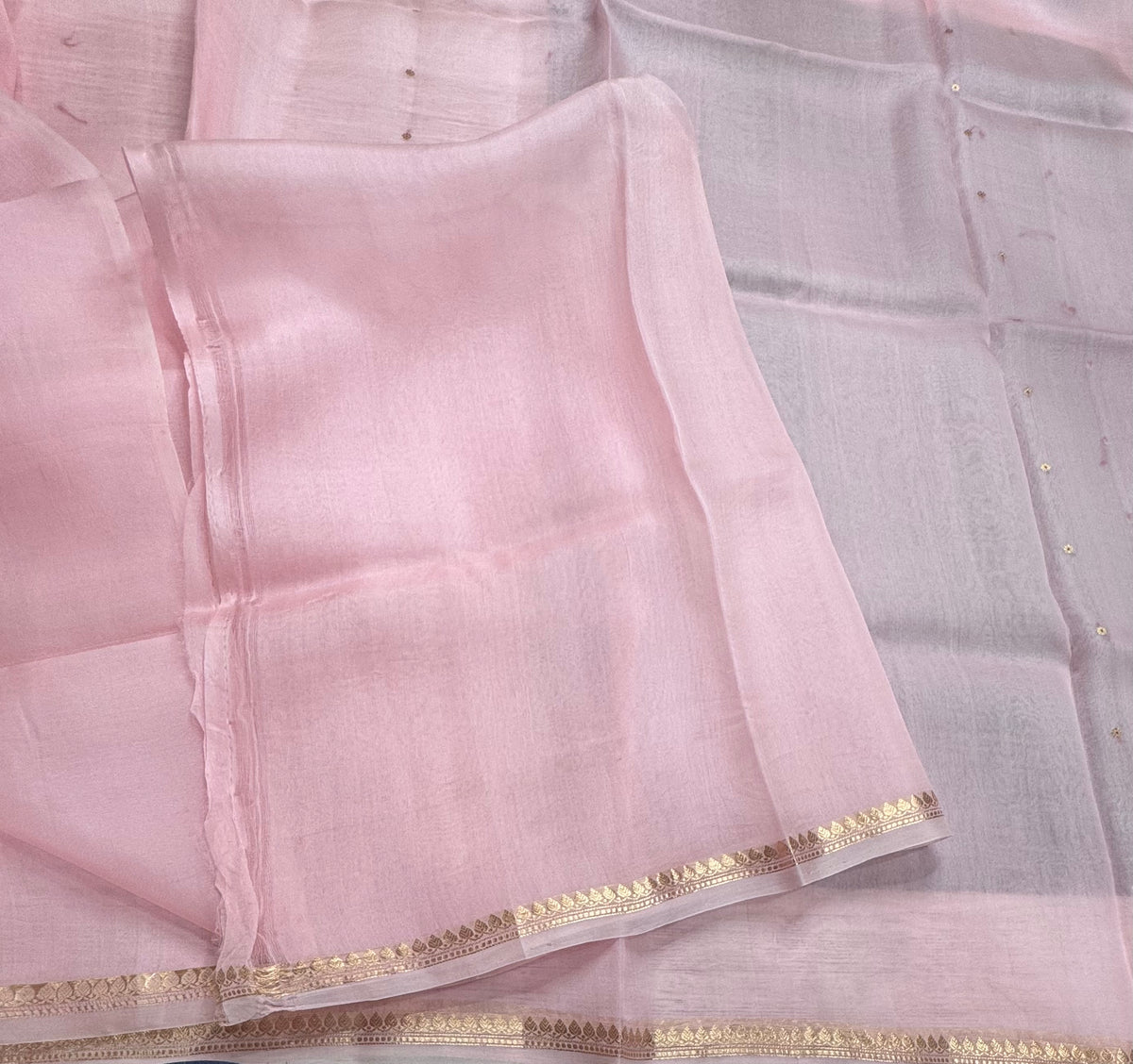 Peach pure Kora Organza Saree 111