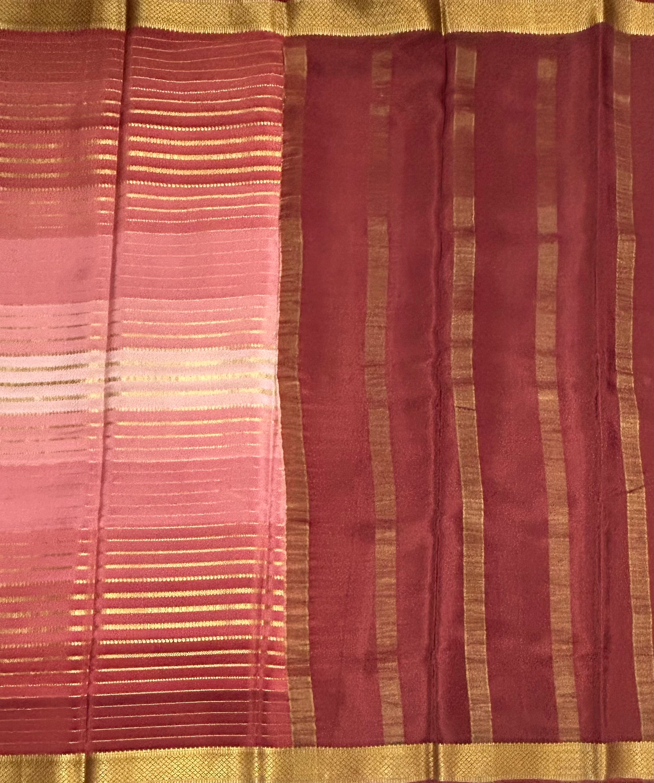 Multicolour stripes pure Mysore silk 102 saree