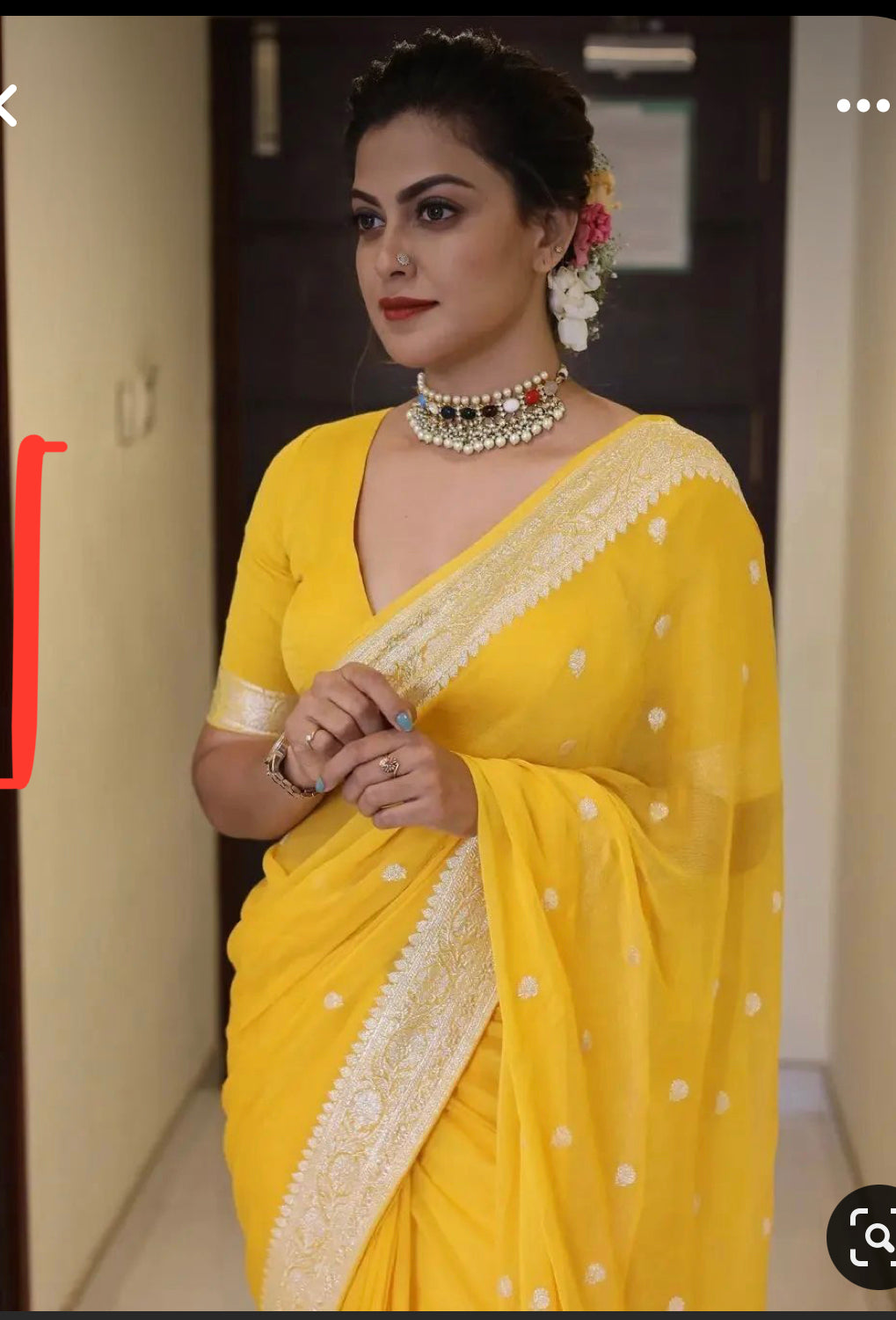 Yellow benarasi pure chiffon