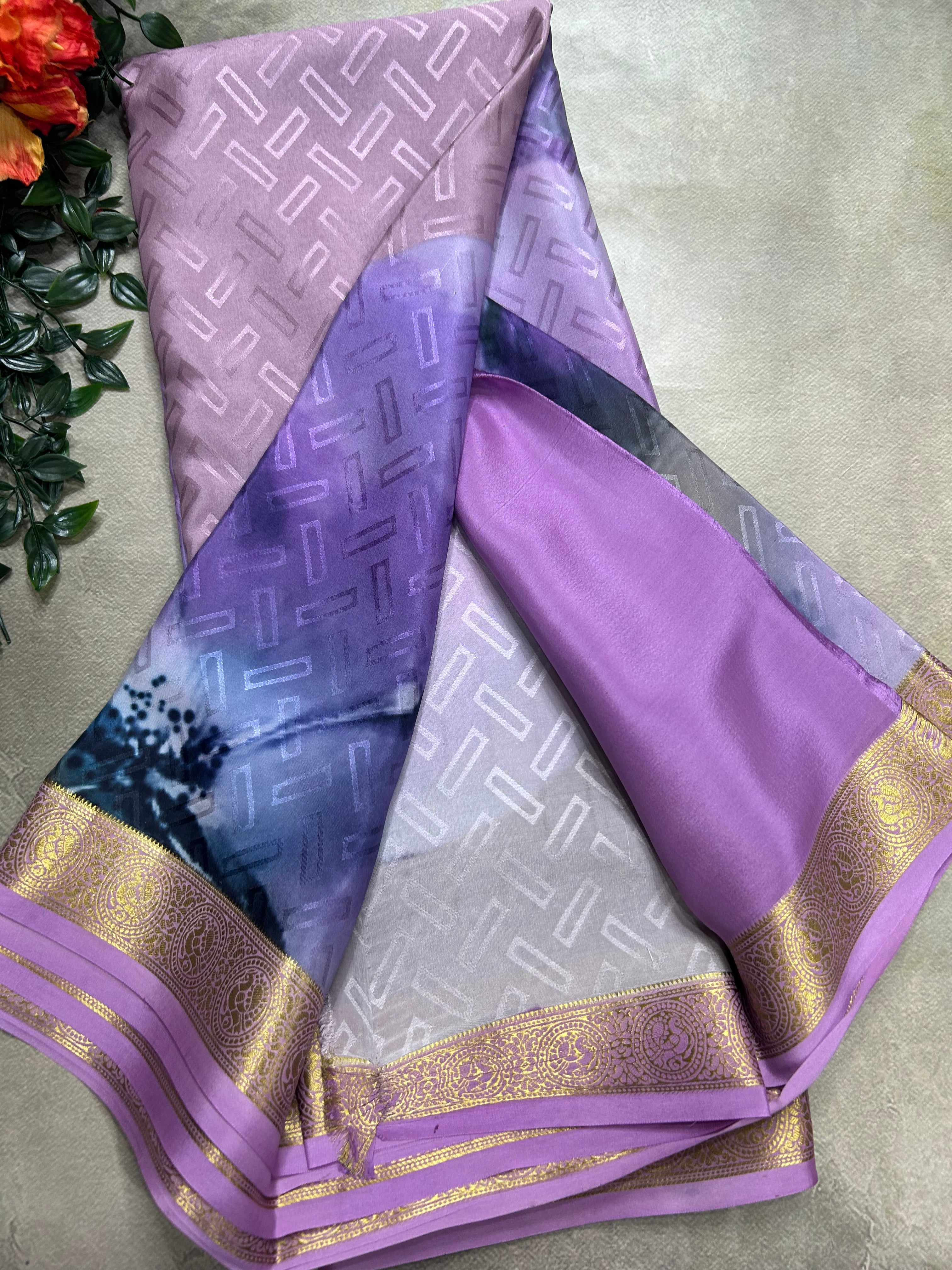 Multicolour digital print pure mysore silk saree(DMS106)