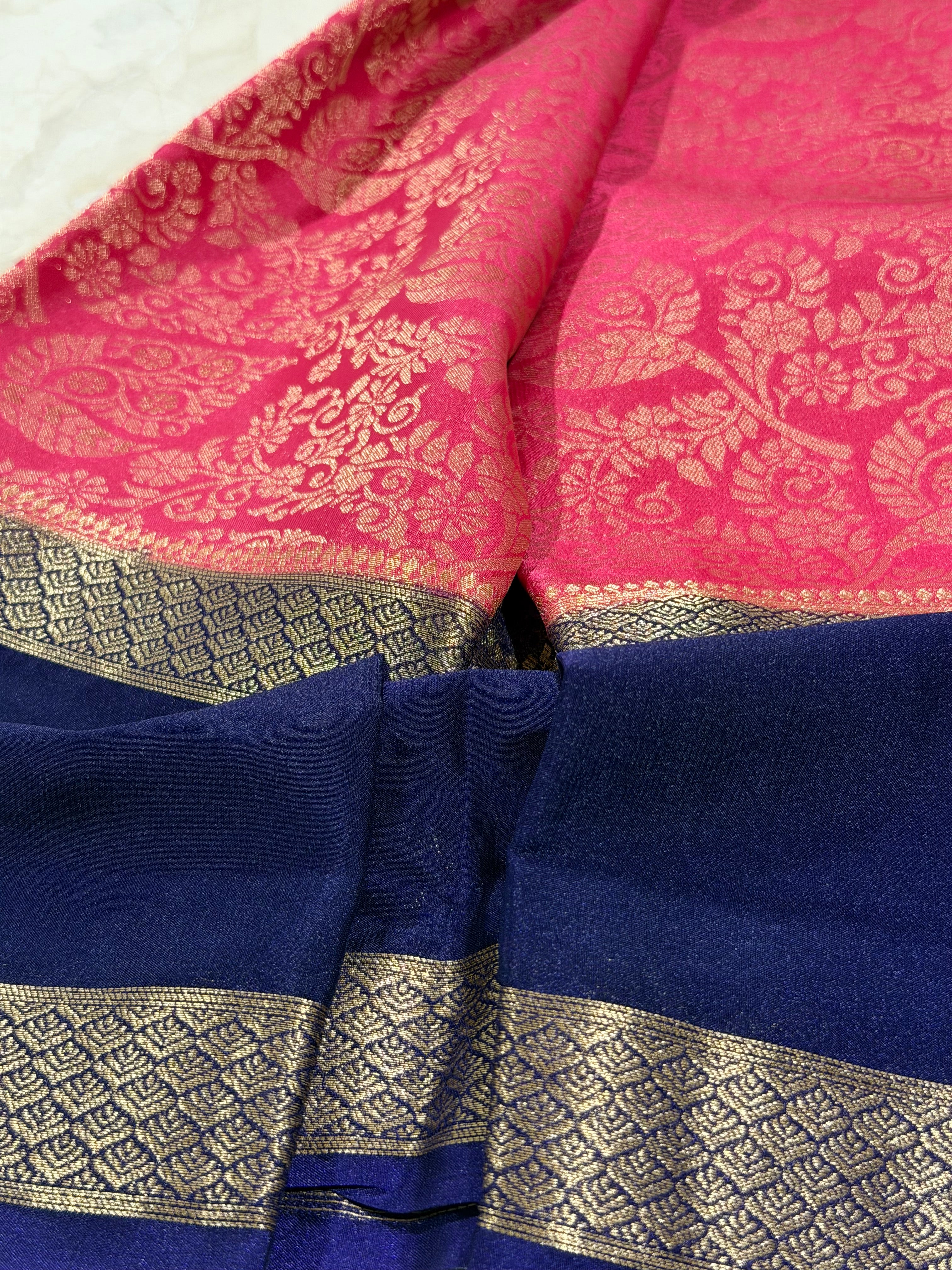 Pink Brocade Semi Mysore Silk Saree 108 (Copy 5)