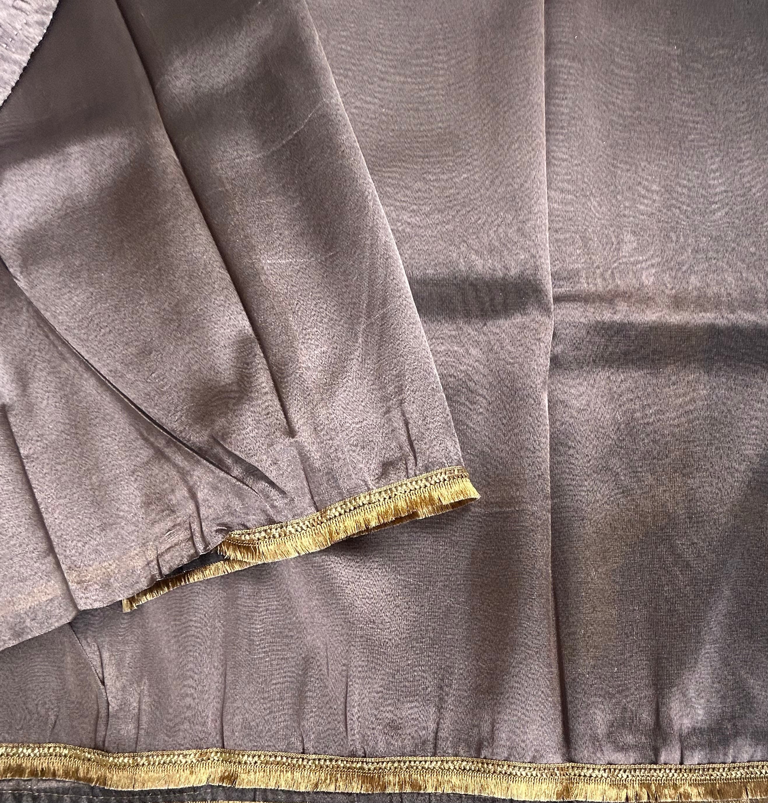 Pastel brown small border semi tissue saree