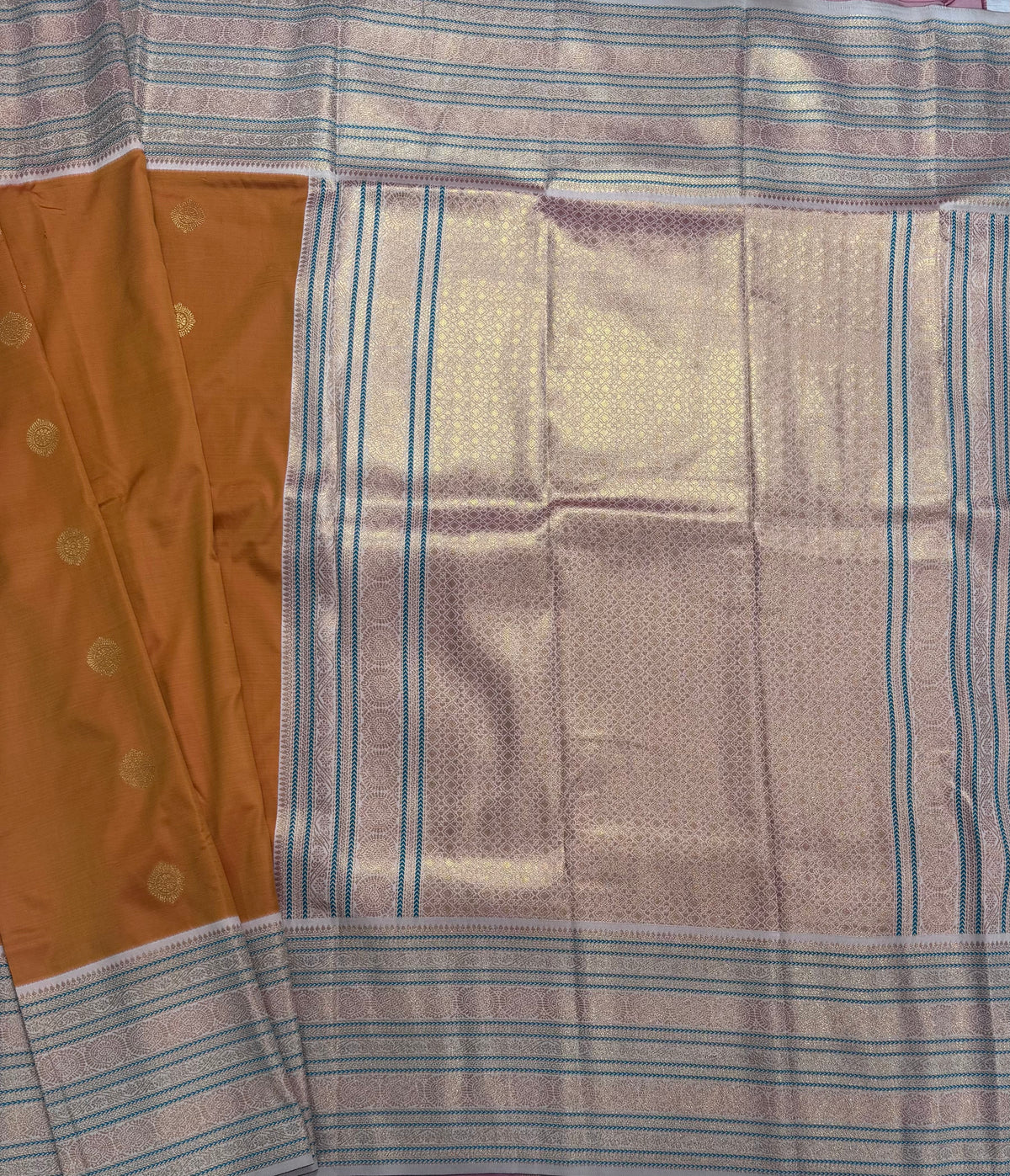 Orange Kanchi Border Semi Soft Silk Saree 110