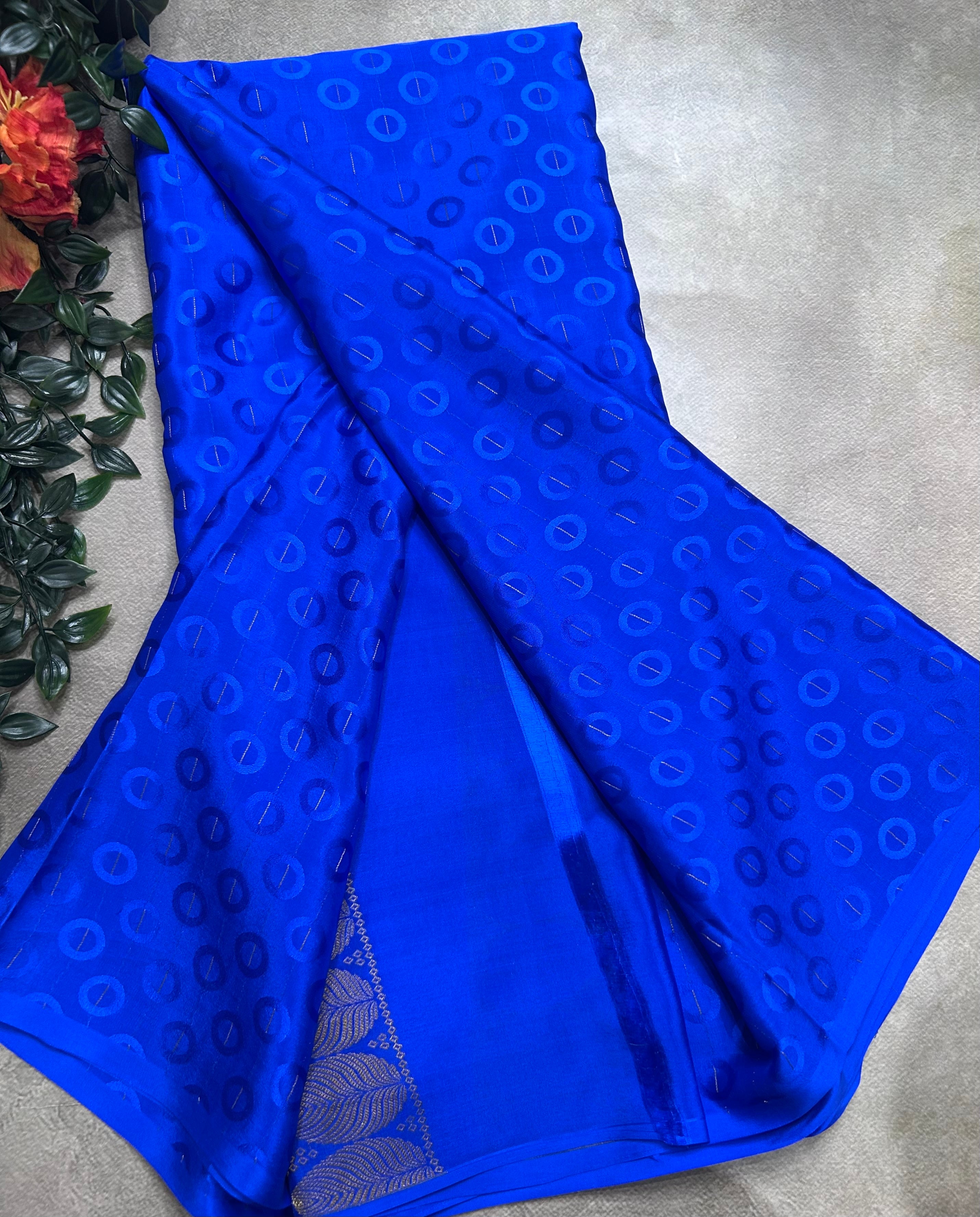 Royal blue embossed Butta pure mysore silk saree(DMS106)