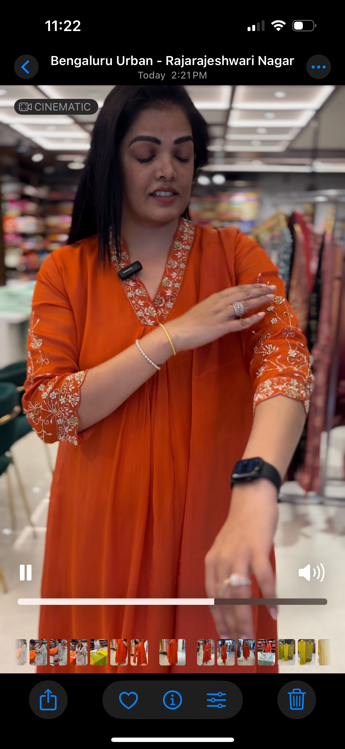"Piya" Orange Chinnon Handwork Airline Kurtha 345