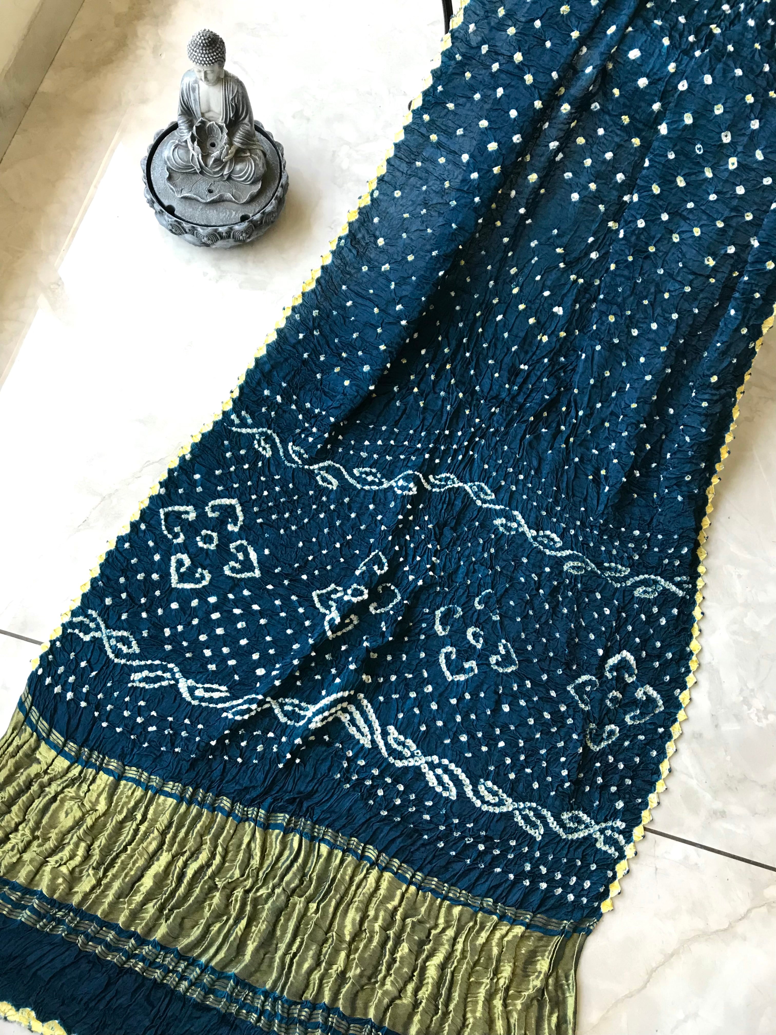 Peacock blue Bandhini 104 saree