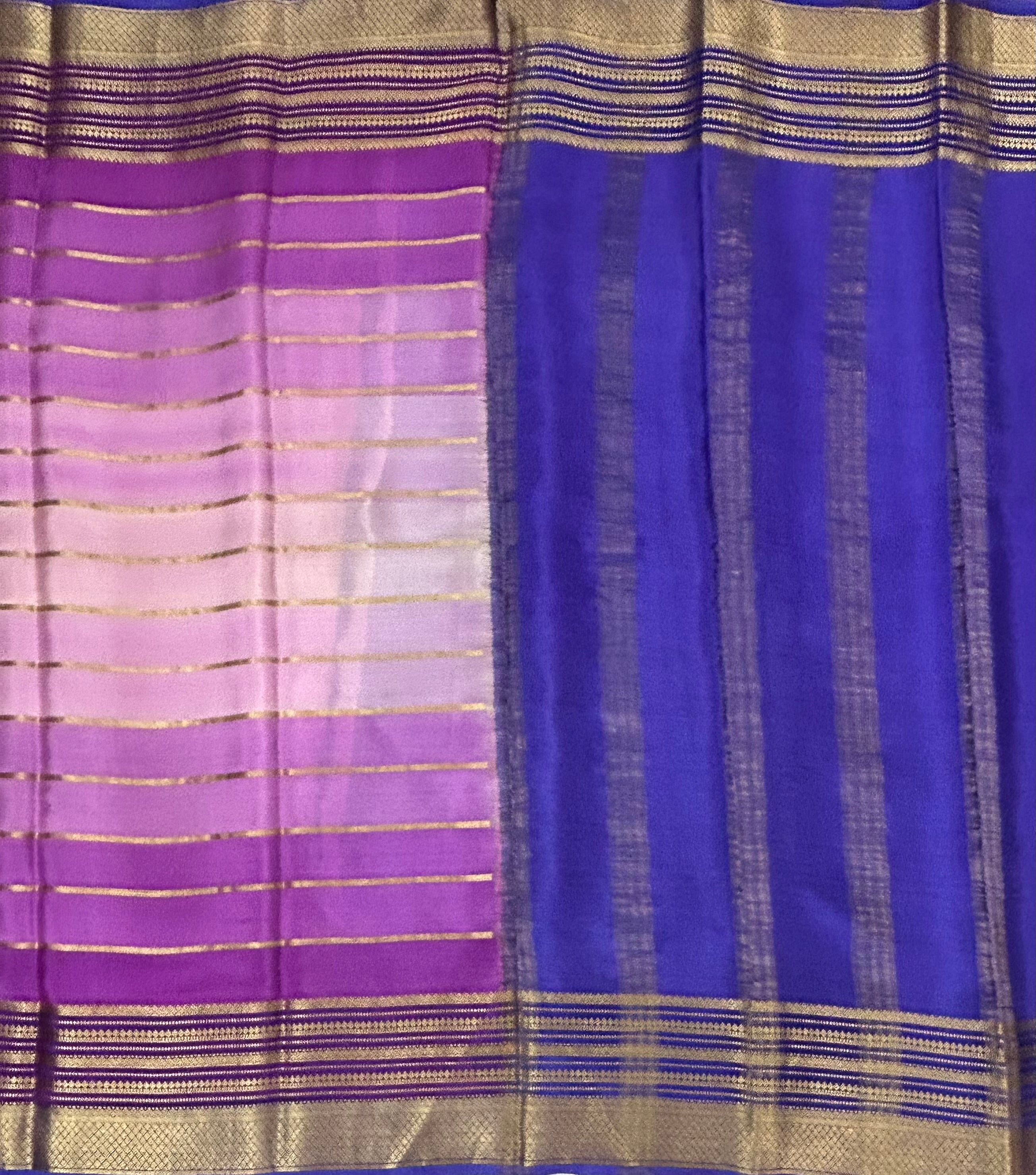 Multicolour stripes pure Mysore silk 102 saree