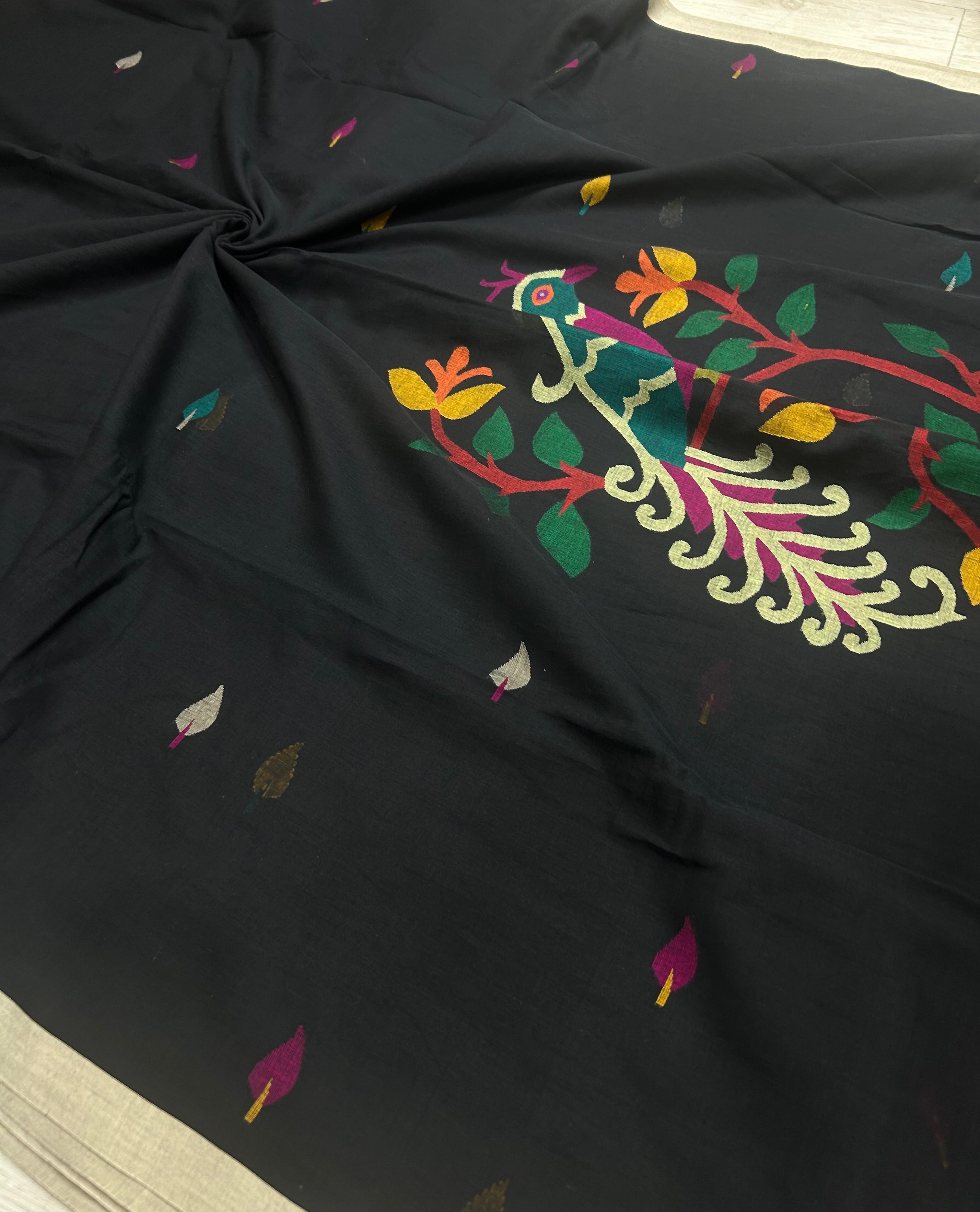 Black pure cotton jamdani 105 saree