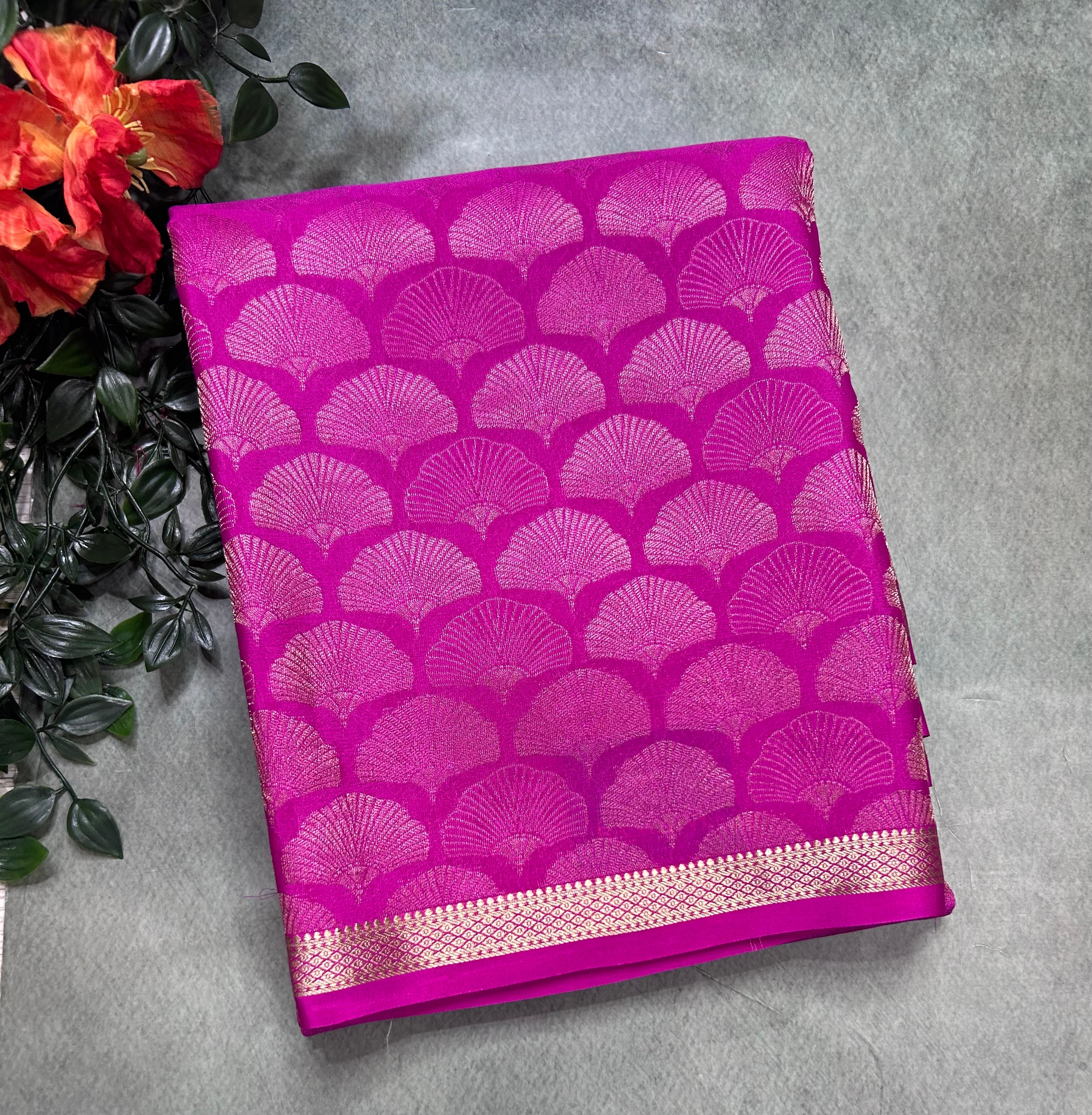Rani pink brocade Pure Mysore Silk 106 Saree