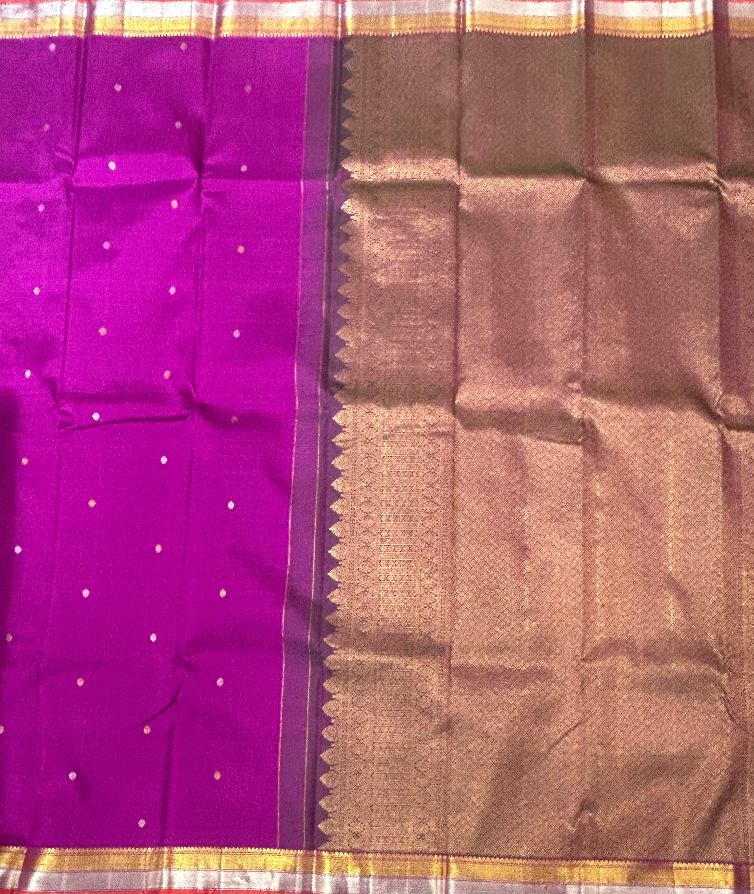 Megenta small  border pure kanchipuram silk saree