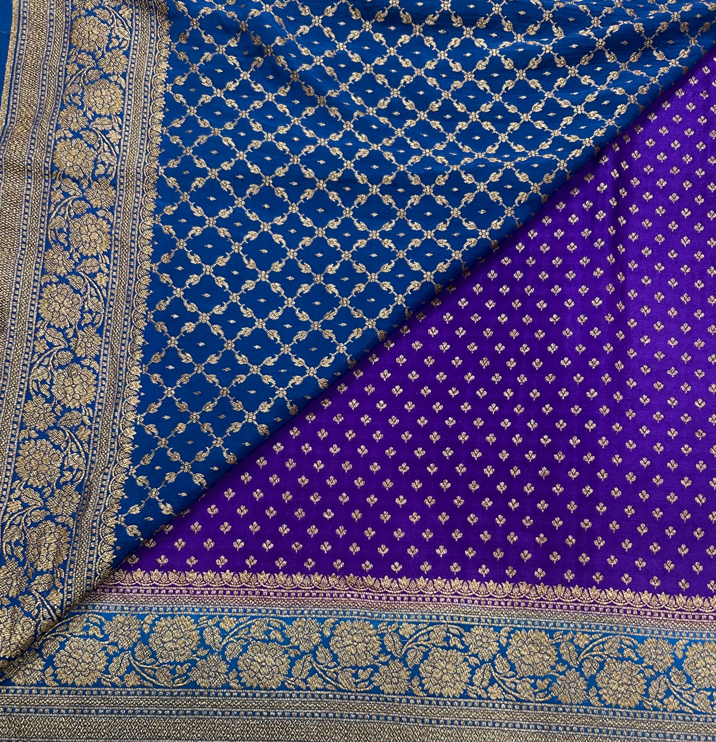 Purple small Butta pure Benarasi crepe 106 saree
