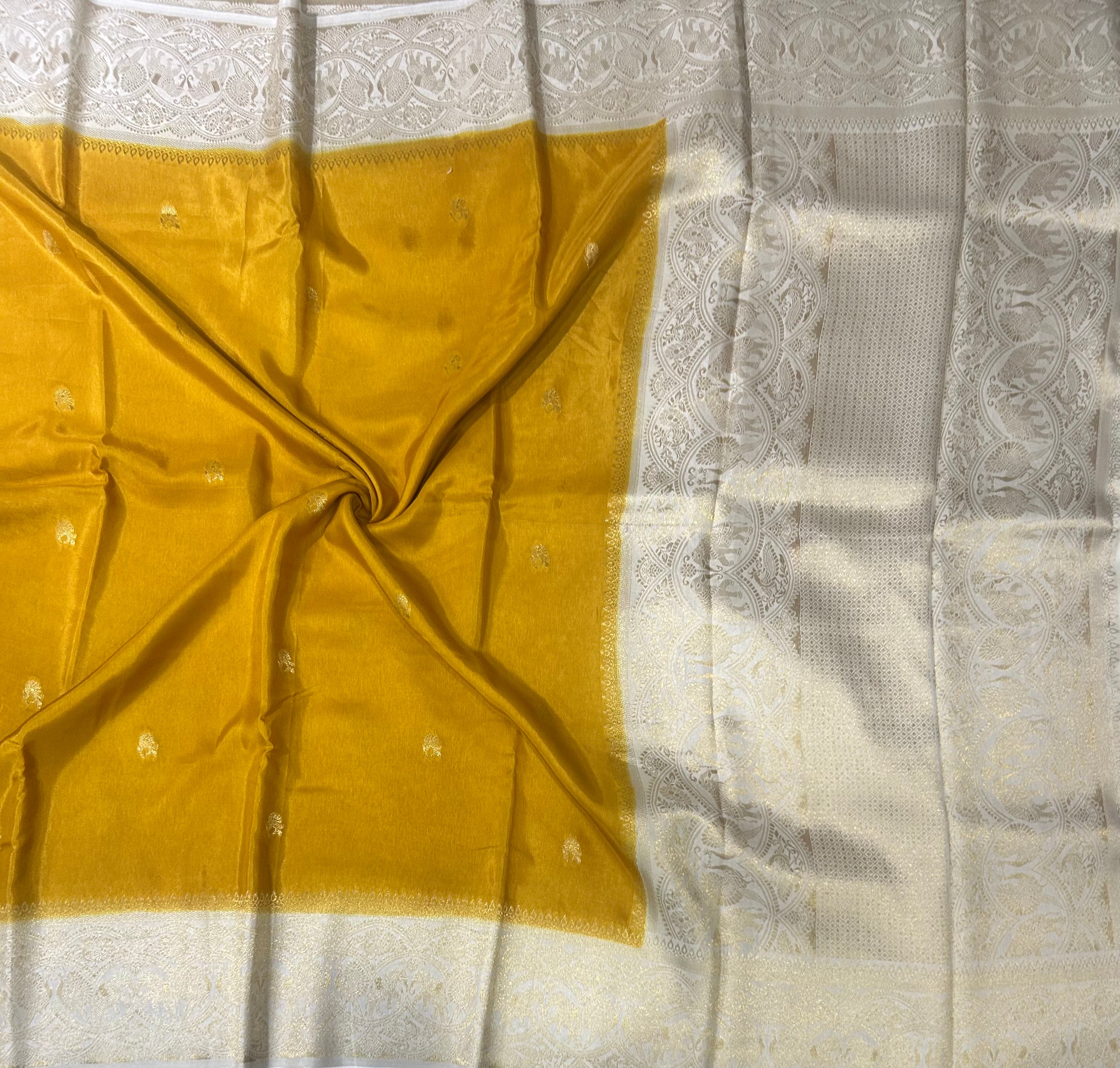 Yellow contrast border semi Mysore 105 saree