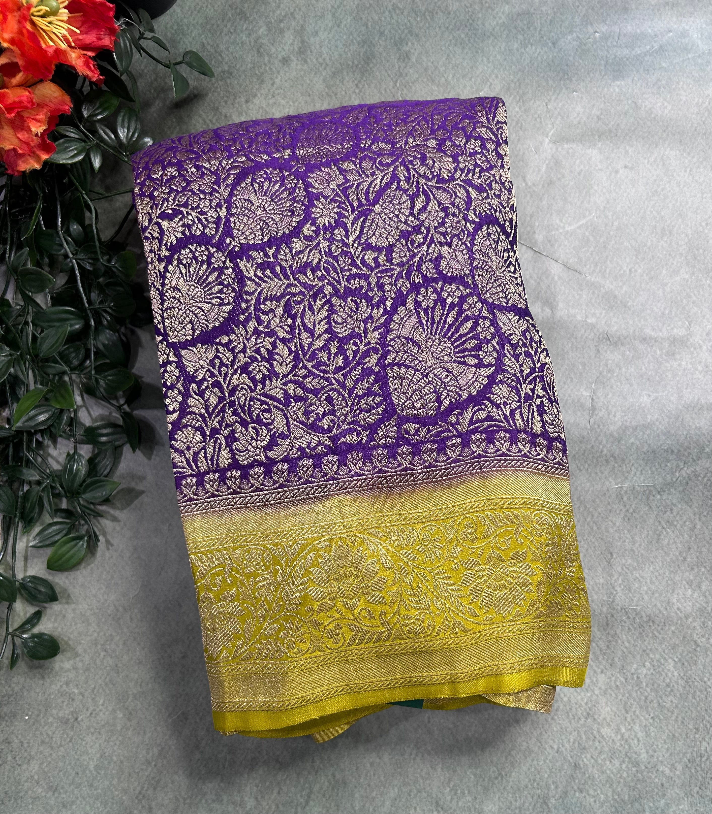 Purple brocade semi georgette 105 saree
