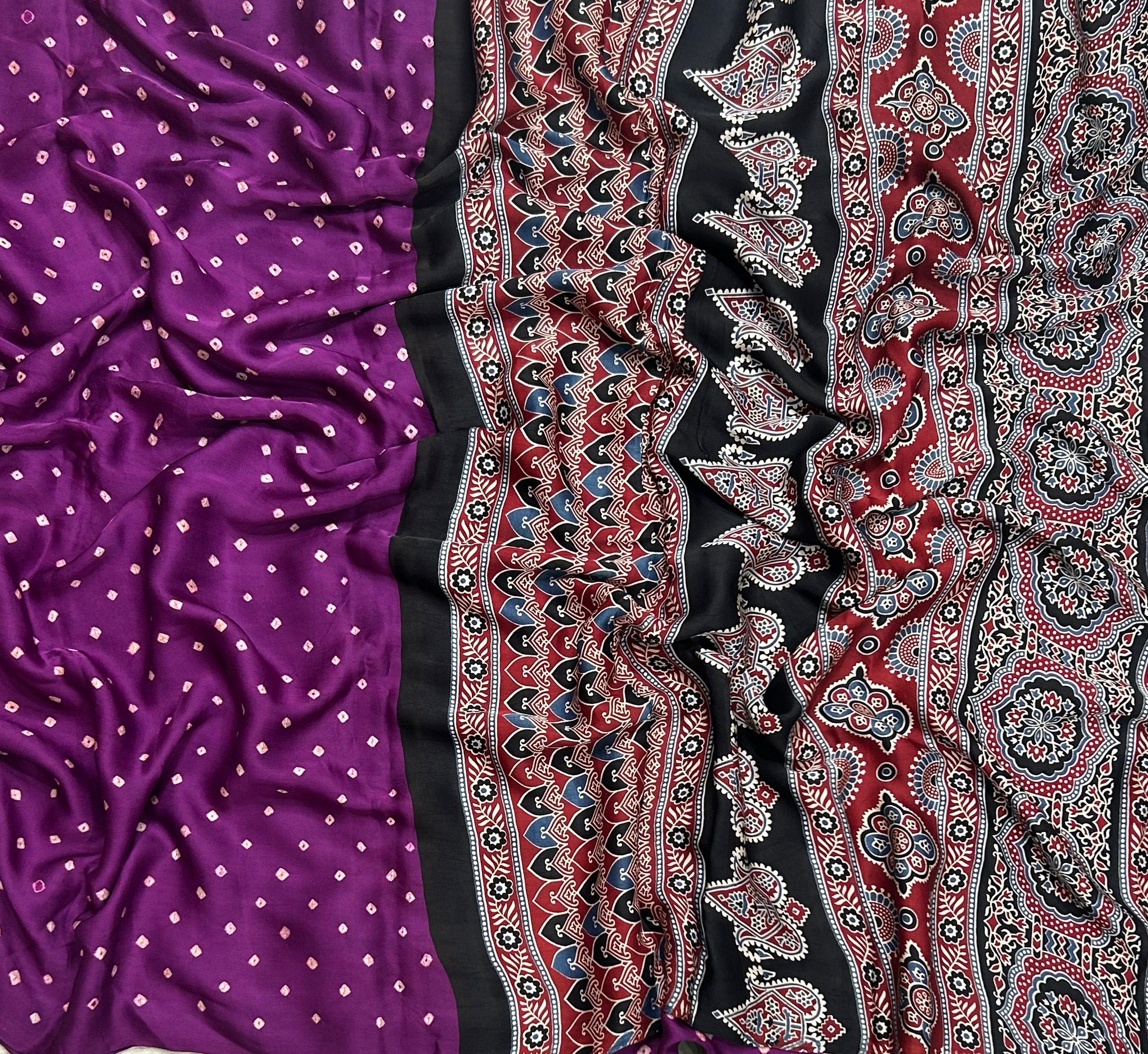 Purple Bandhani modal silk 104 saree