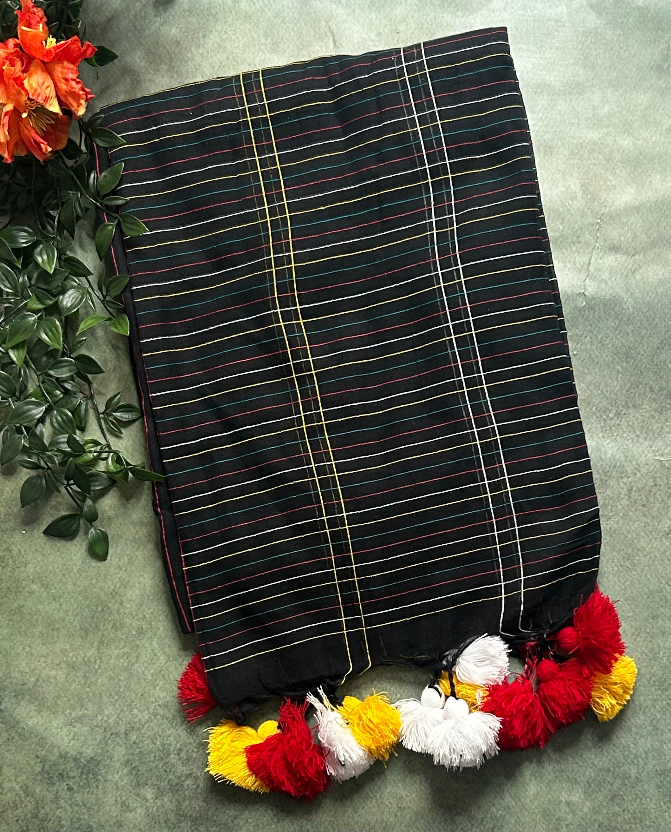 Black pure cotton 103 jamdani saree