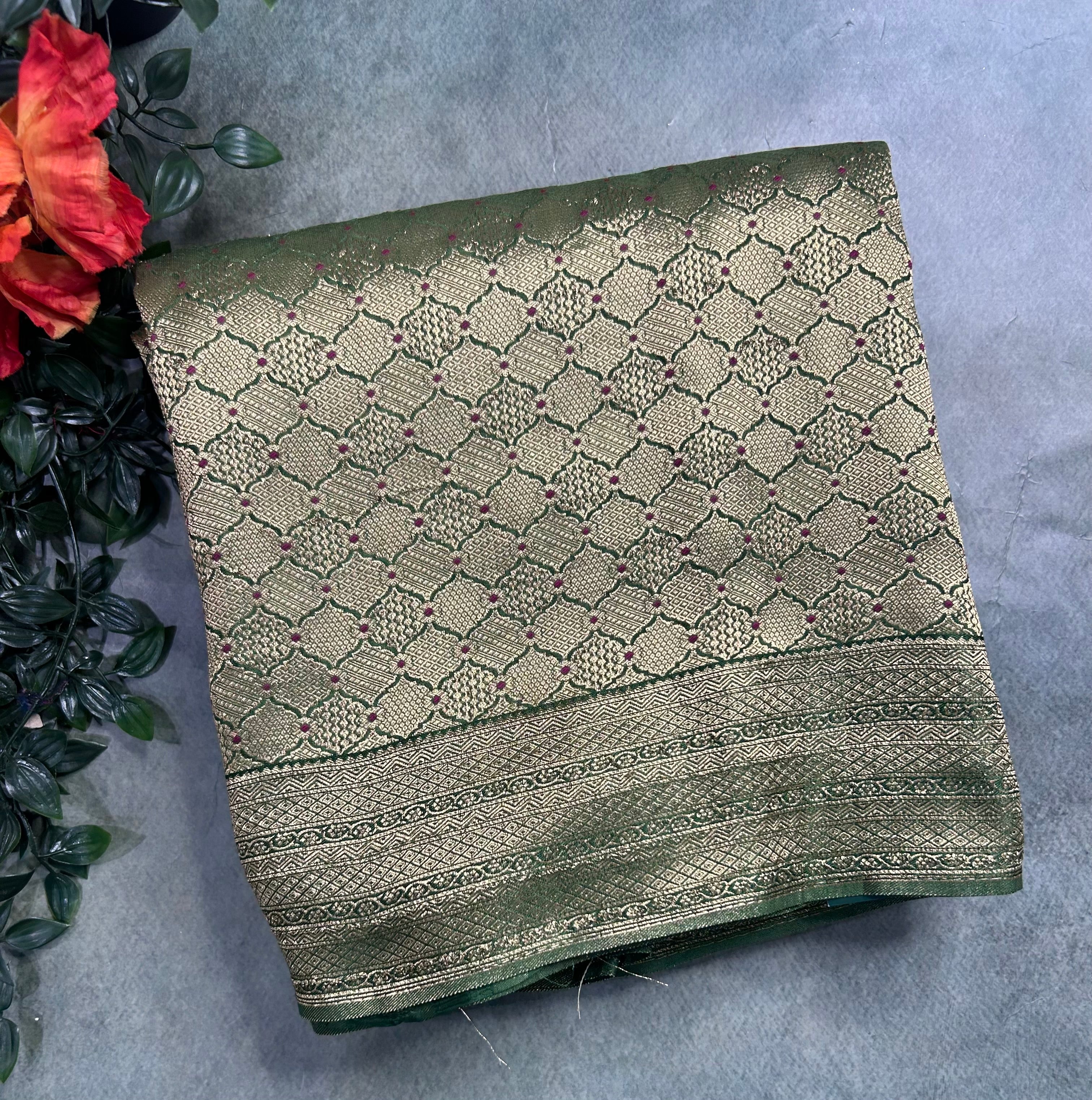 Green brocade semi georgette 105 saree