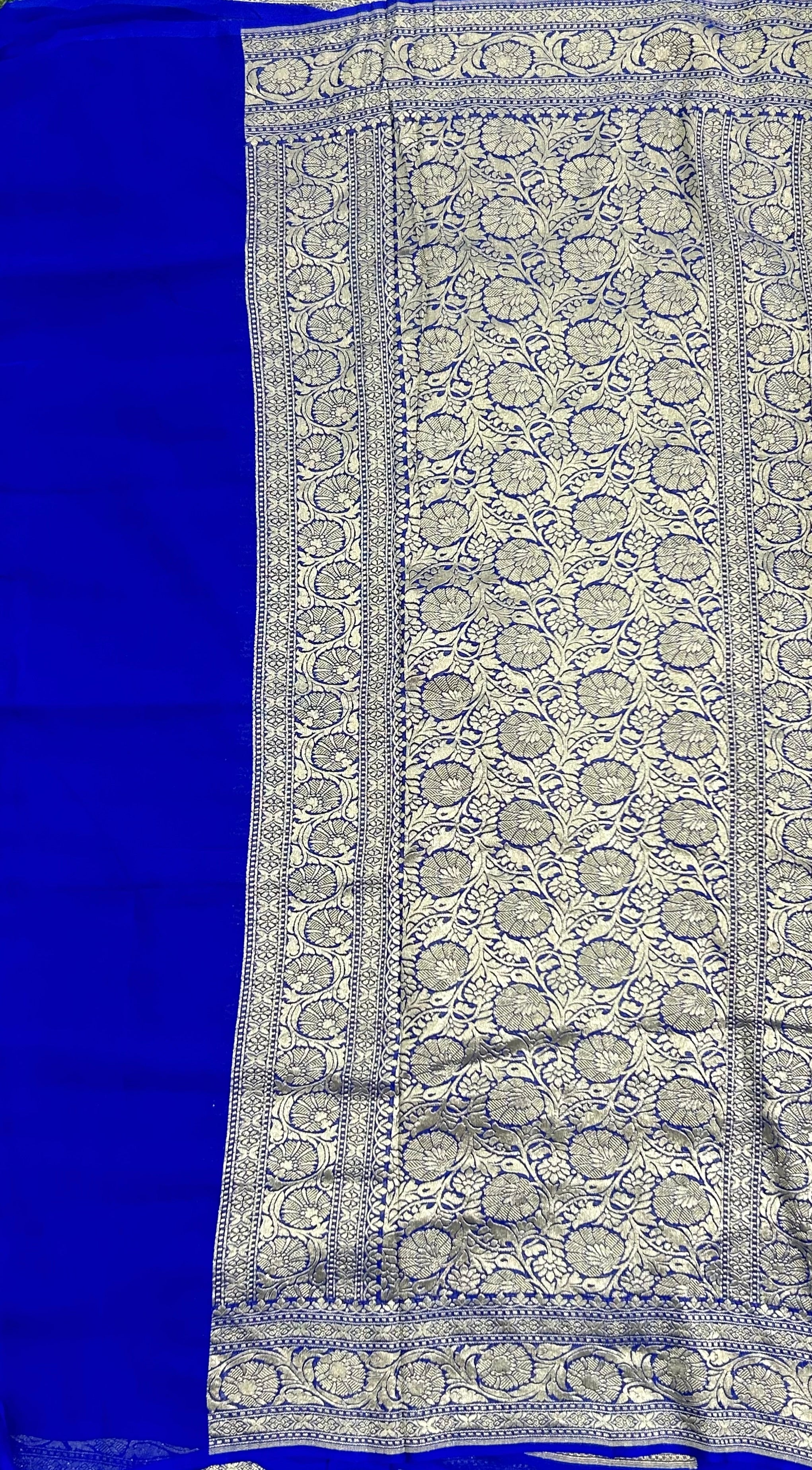 Blue pure georgette benarasi saree