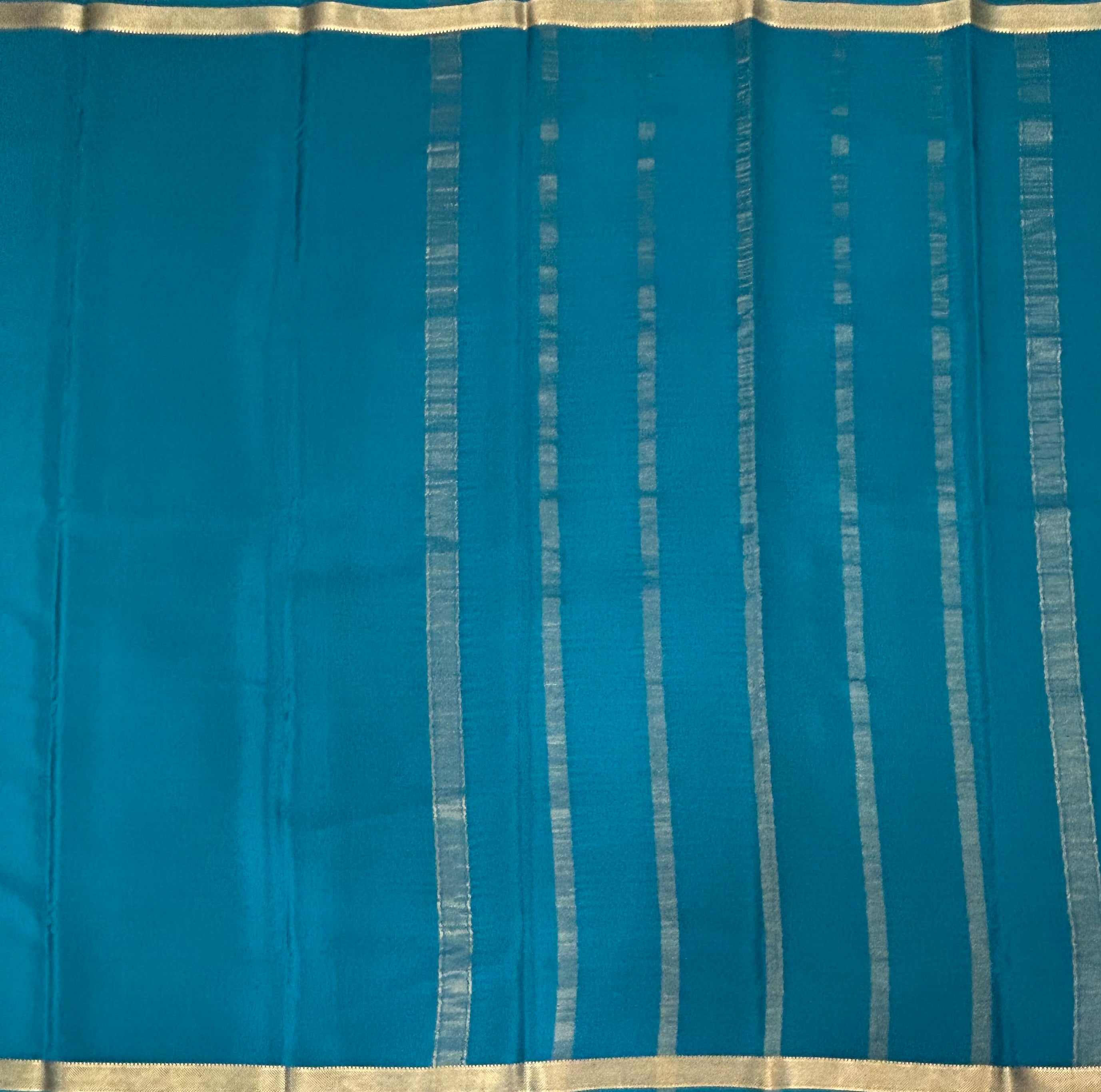 Dark Rama green plain one inch pure mysore silk-12 saree