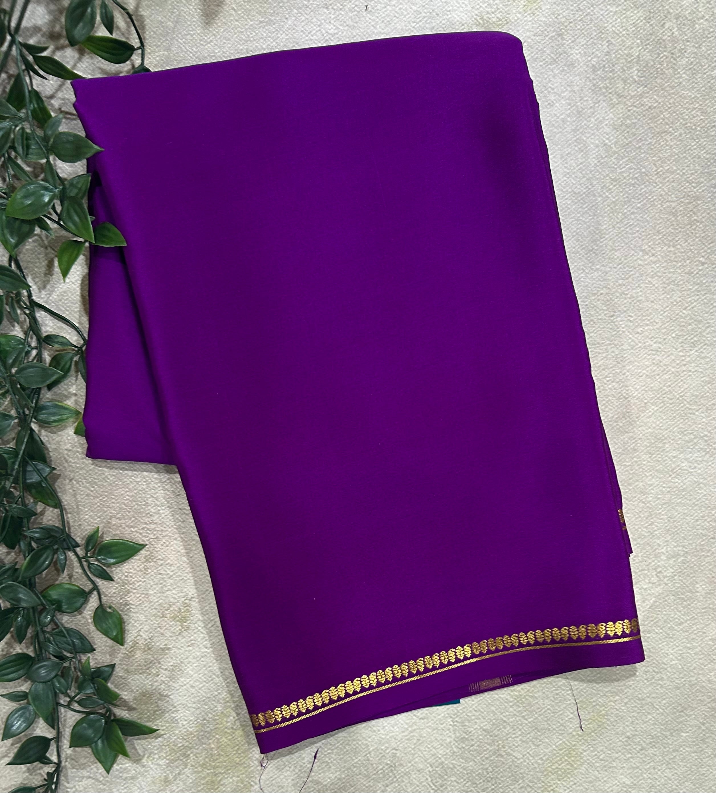Purple half inch border pure Mysore silk 102 saree