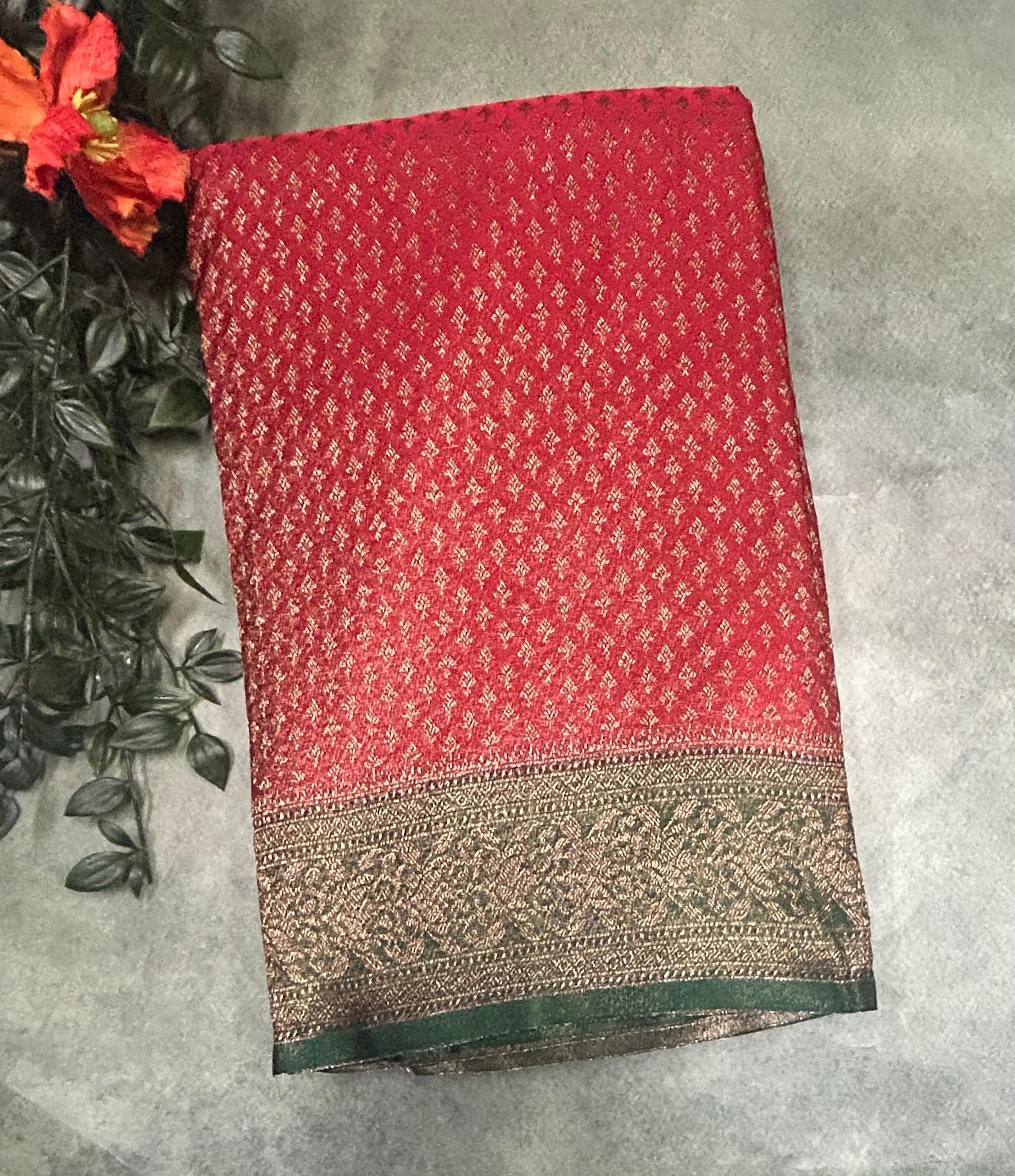 Red brocade dupion benarasi-105 saree