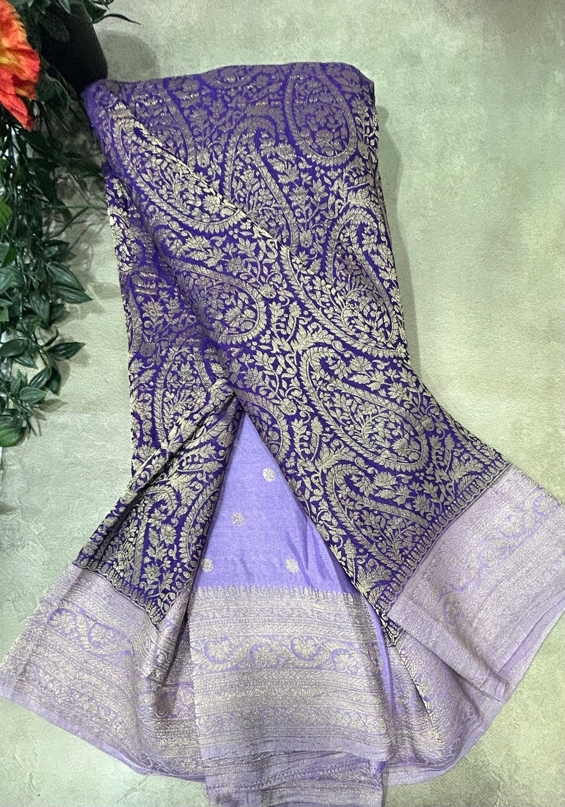 Purple  brocade semi georgette 105 saree