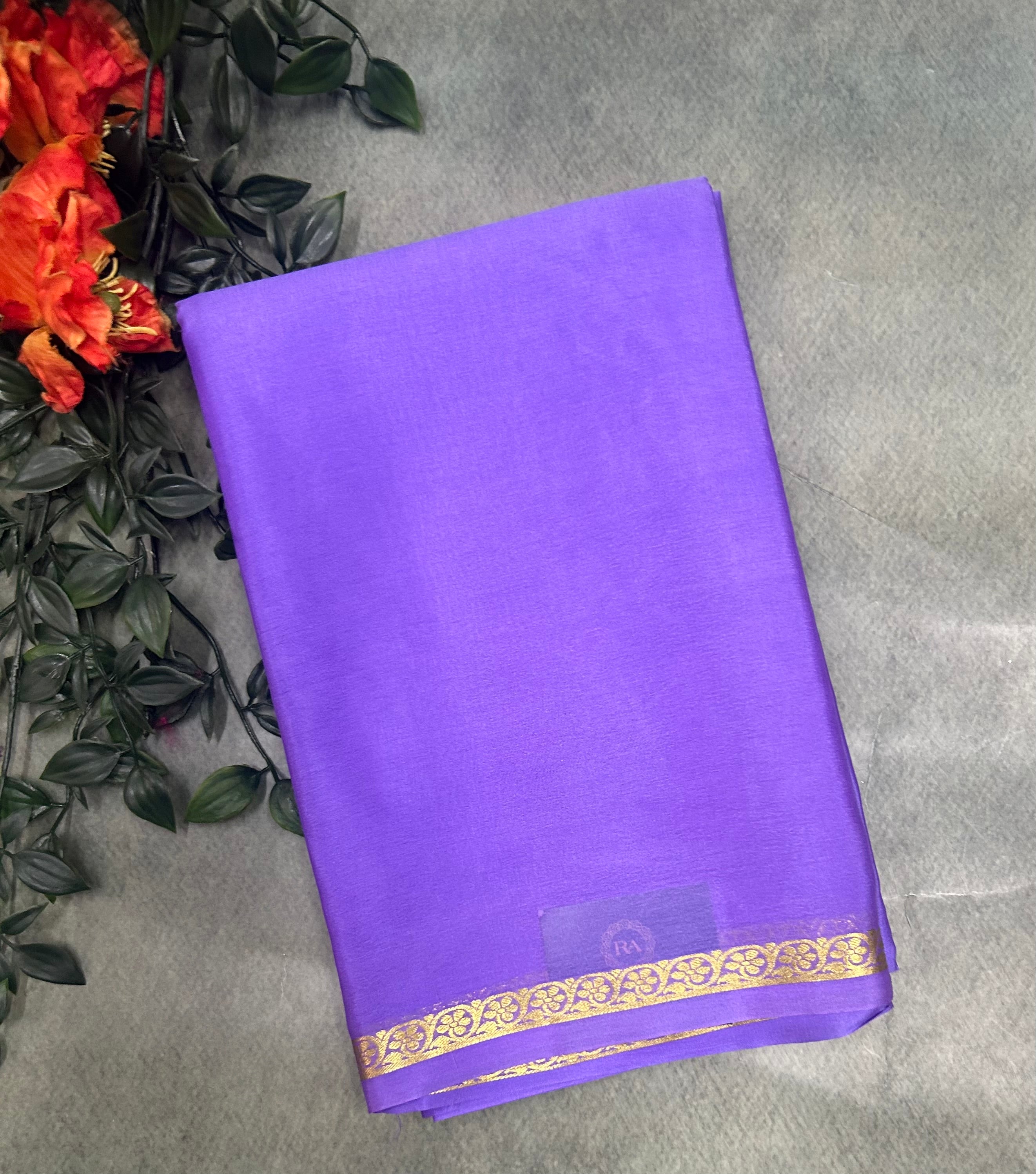 Light purple pure Mysore crepe silk saree